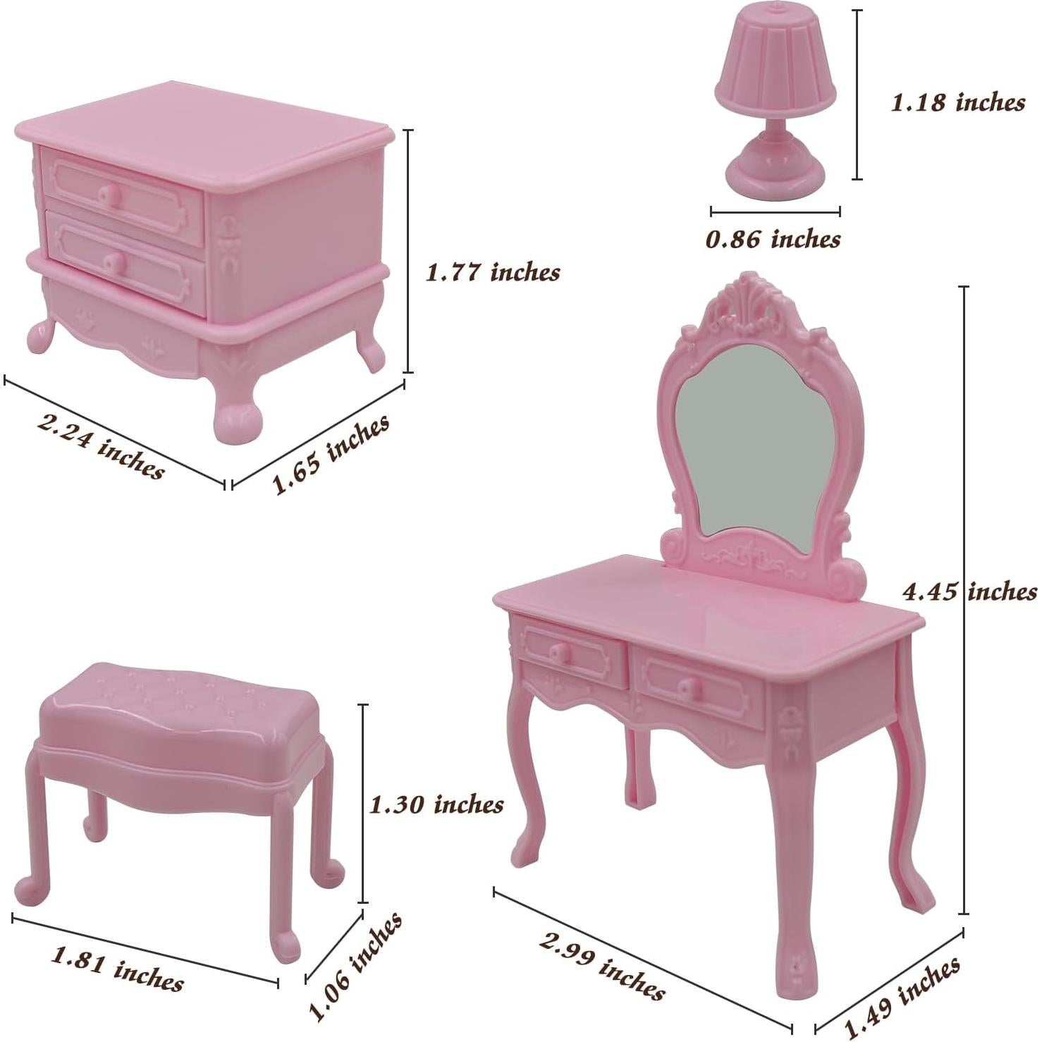 Conjunto de Muebles para Casa de Muñecas Hopelj - Tocador Rosa