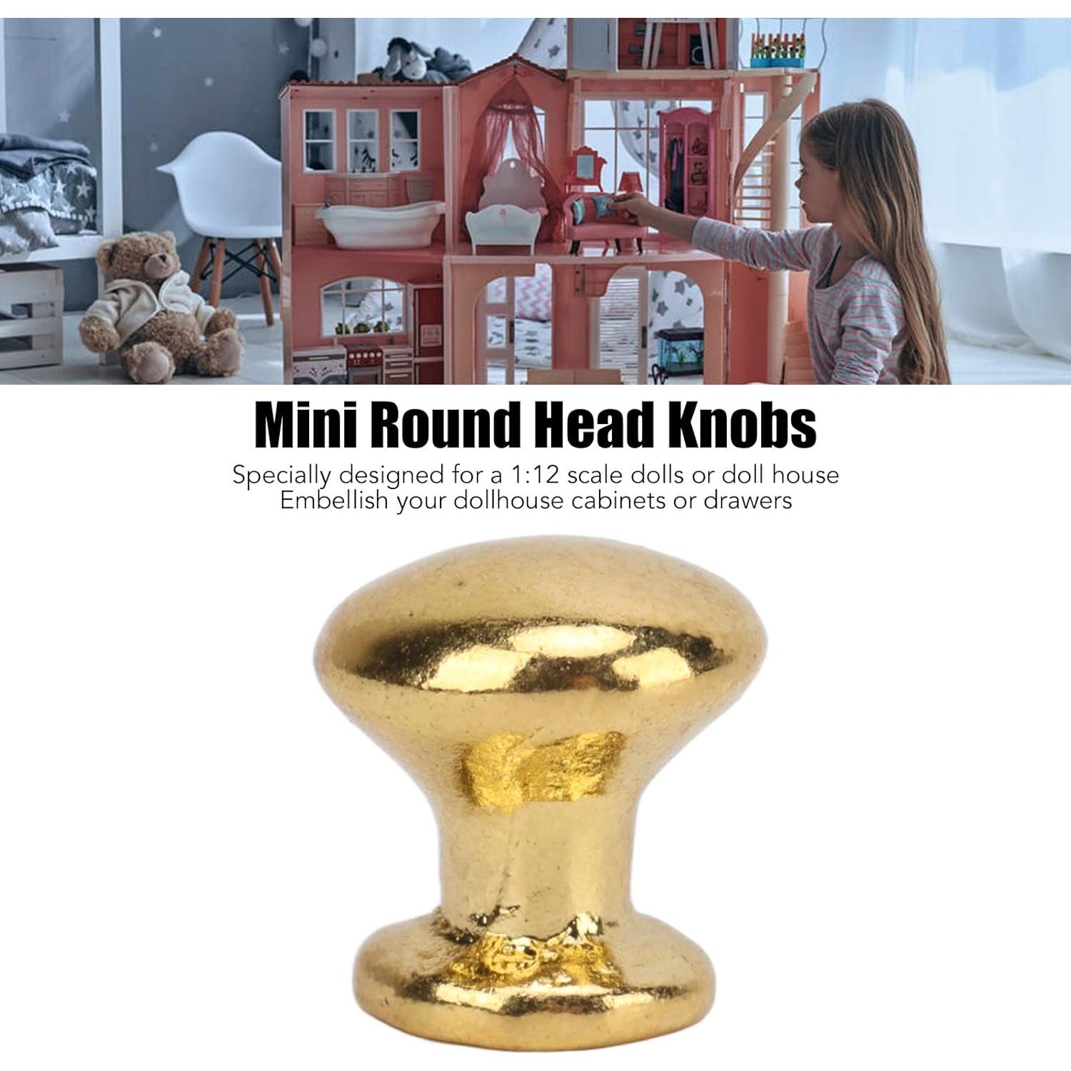 Manijas de Puerta para Casa de Muñecas Keenso 8 Pcs Metal Dorado