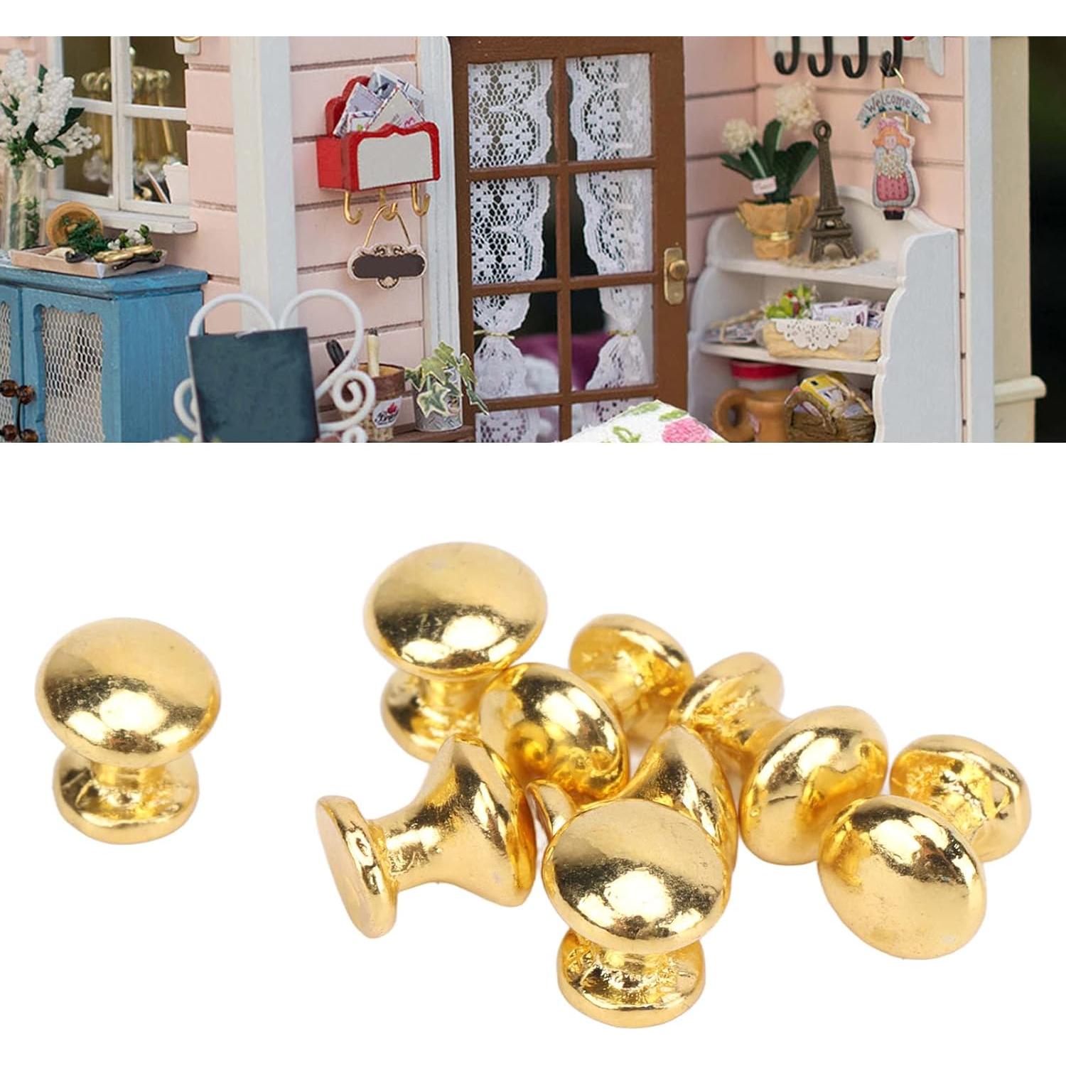 Manijas de Puerta para Casa de Muñecas Keenso 8 Pcs Metal Dorado