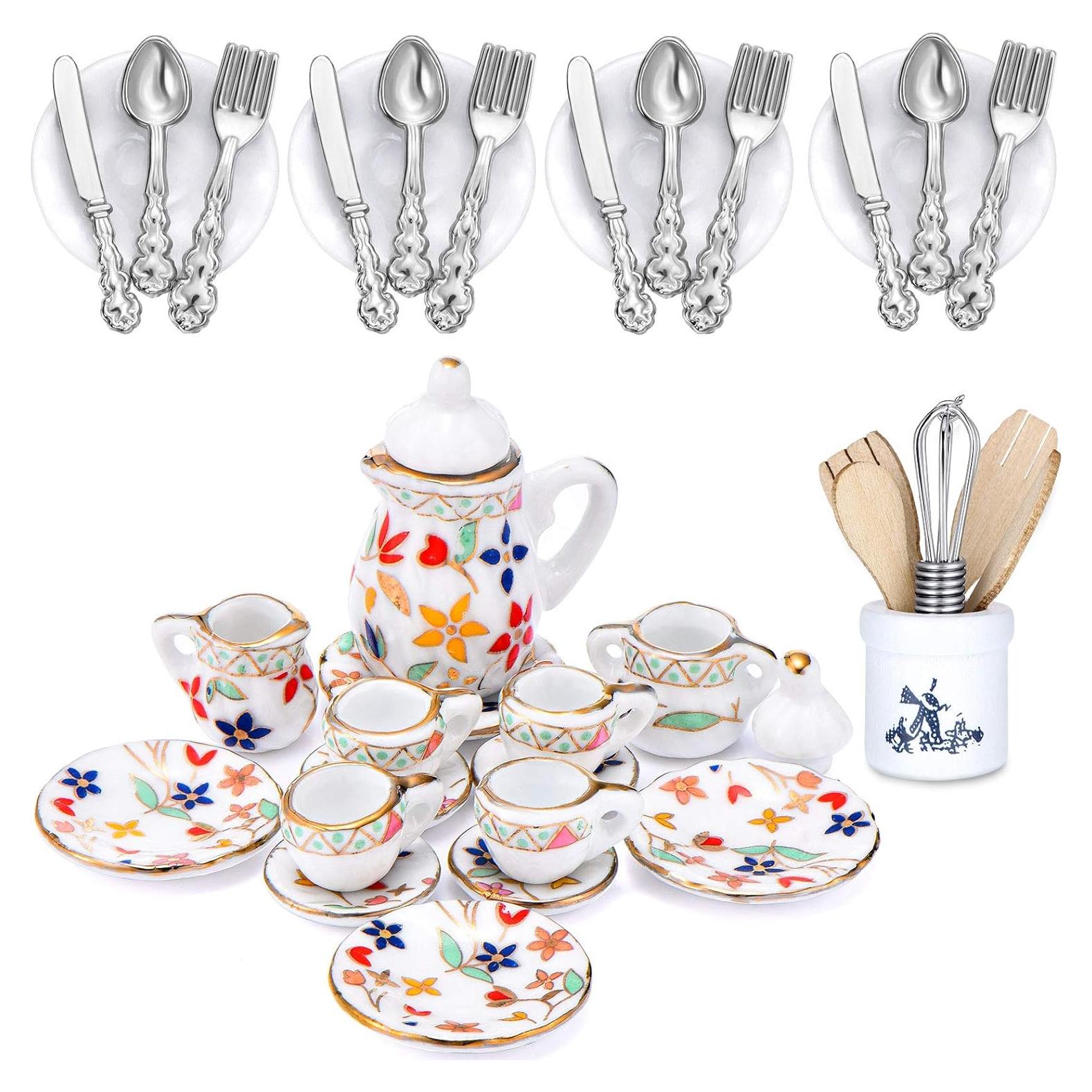 Skylety 37 Piezas Miniaturas Cocina Casa de Muñecas Flora Bloom