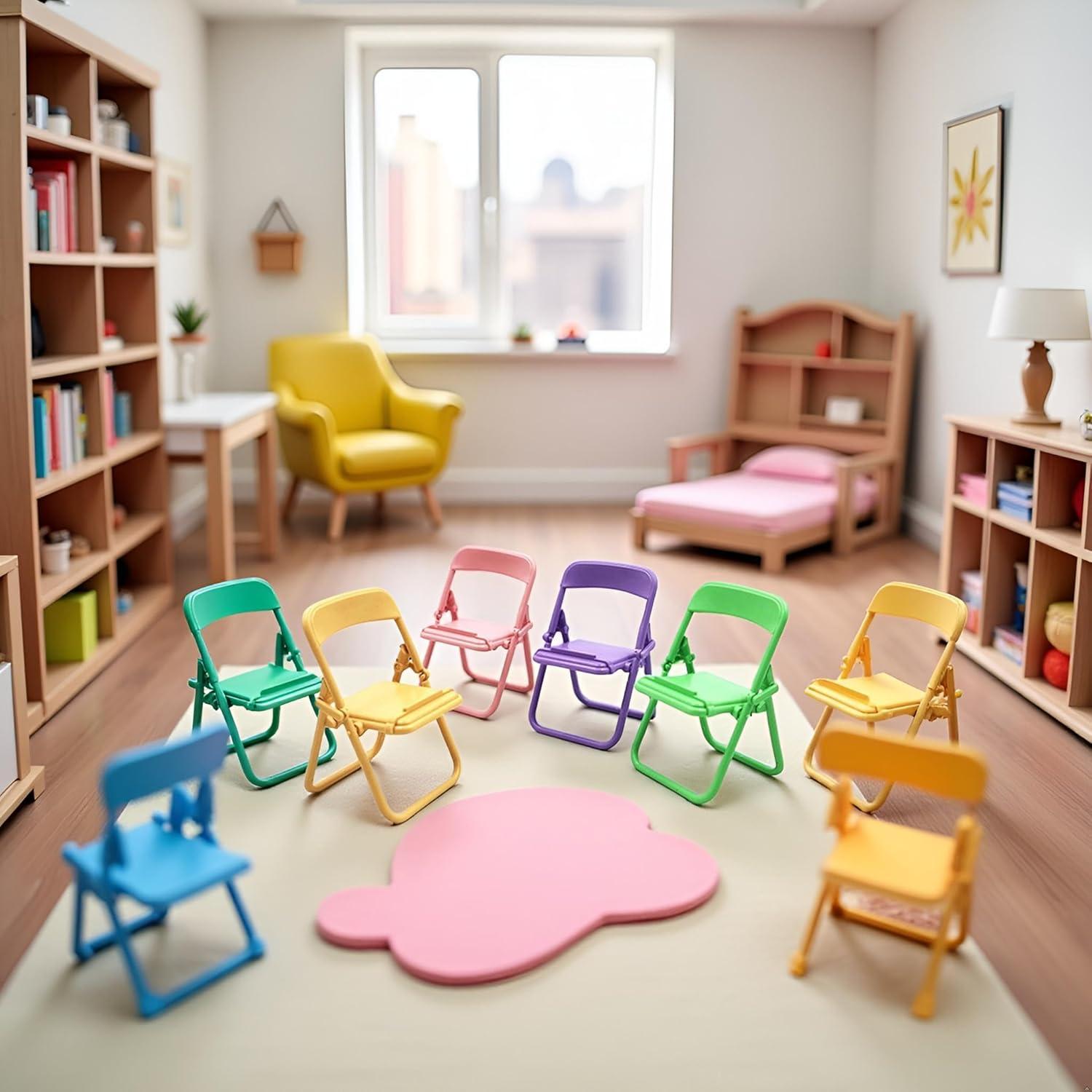 Set de 5 Mini Sillas Plegables BWESOO para Casa de Muñecas