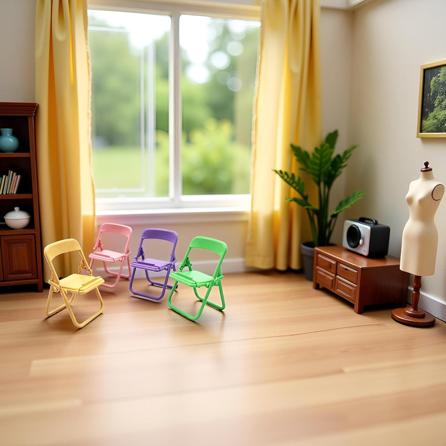 Set de 5 Mini Sillas Plegables BWESOO para Casa de Muñecas