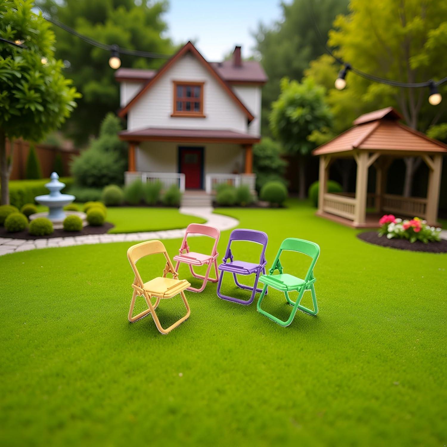 Set de 5 Mini Sillas Plegables BWESOO para Casa de Muñecas