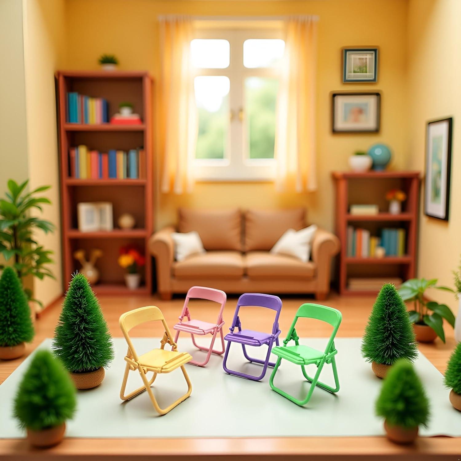 Set de 5 Mini Sillas Plegables BWESOO para Casa de Muñecas