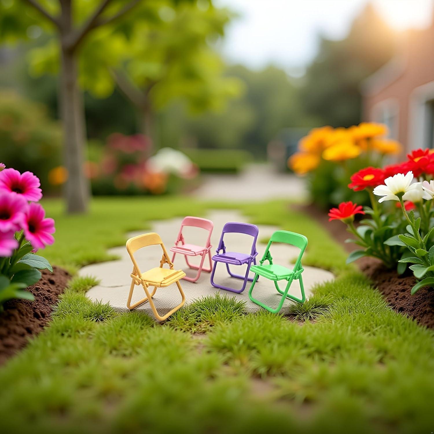 Set de 5 Mini Sillas Plegables BWESOO para Casa de Muñecas