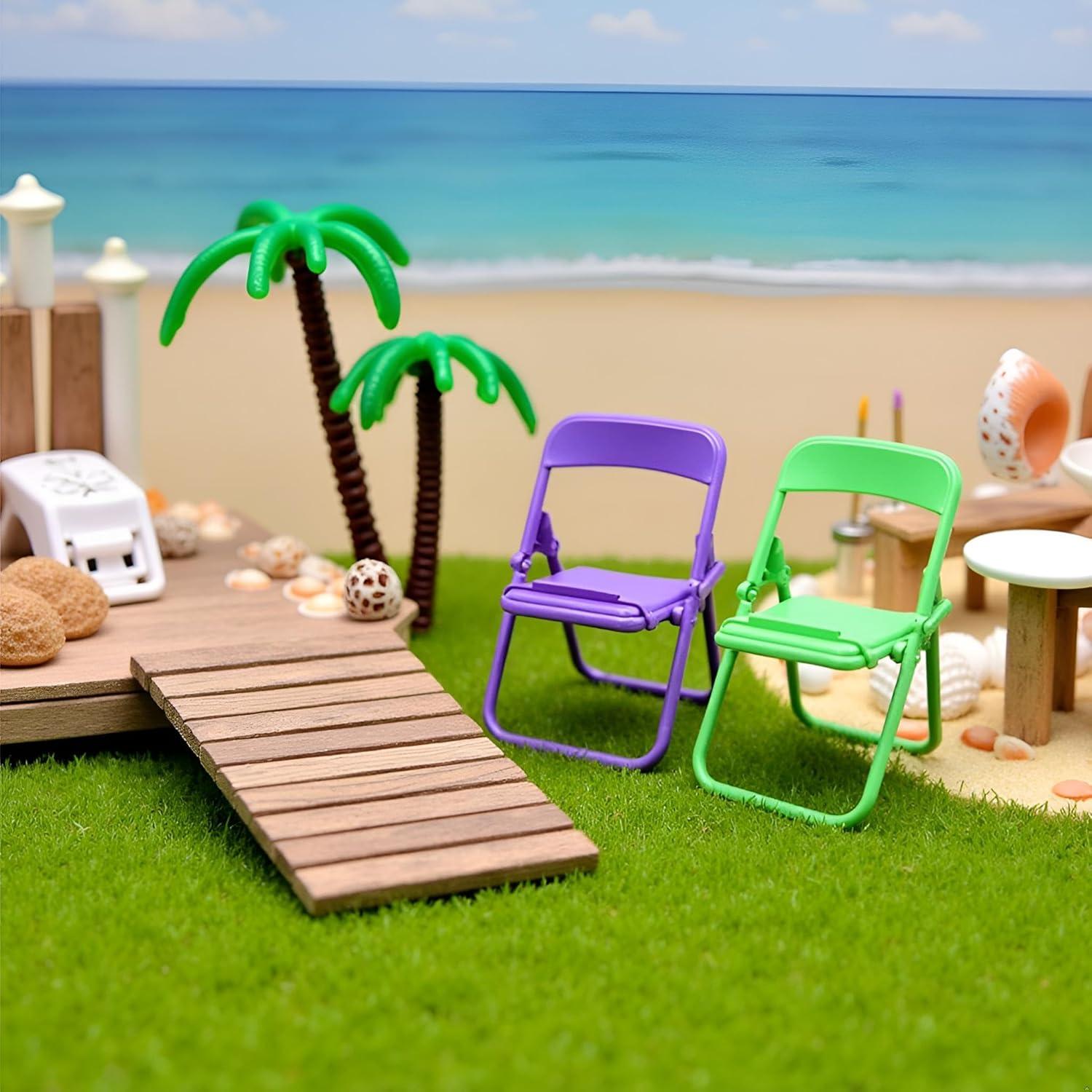 Set de 5 Mini Sillas Plegables BWESOO para Casa de Muñecas