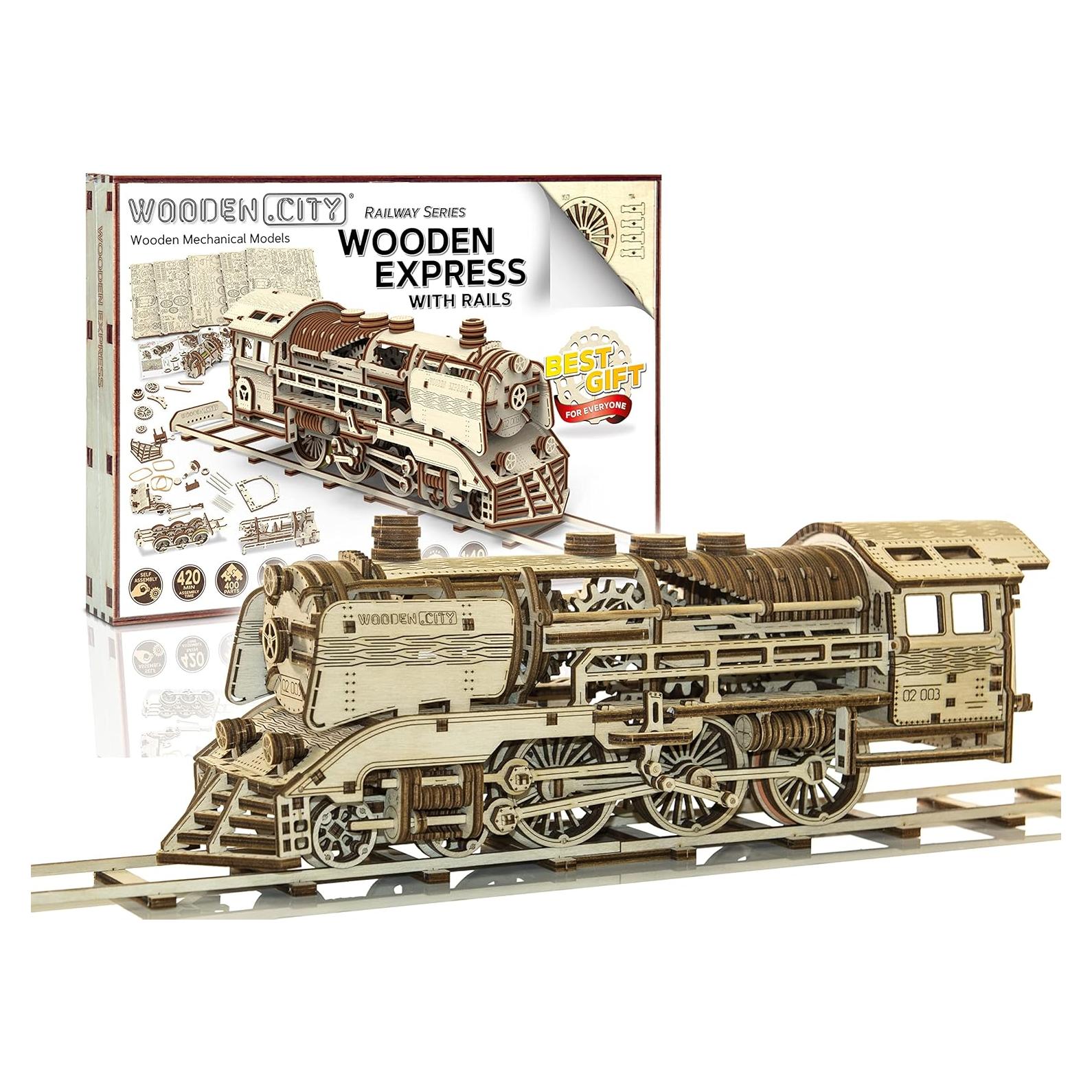 Rompecabezas 3D Expreso de Madera WOODEN.CITY 35x11 cm