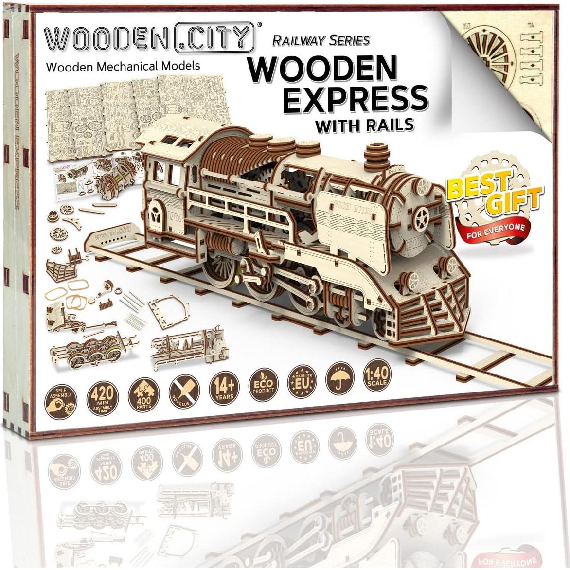 Rompecabezas 3D Expreso de Madera WOODEN.CITY 35x11 cm