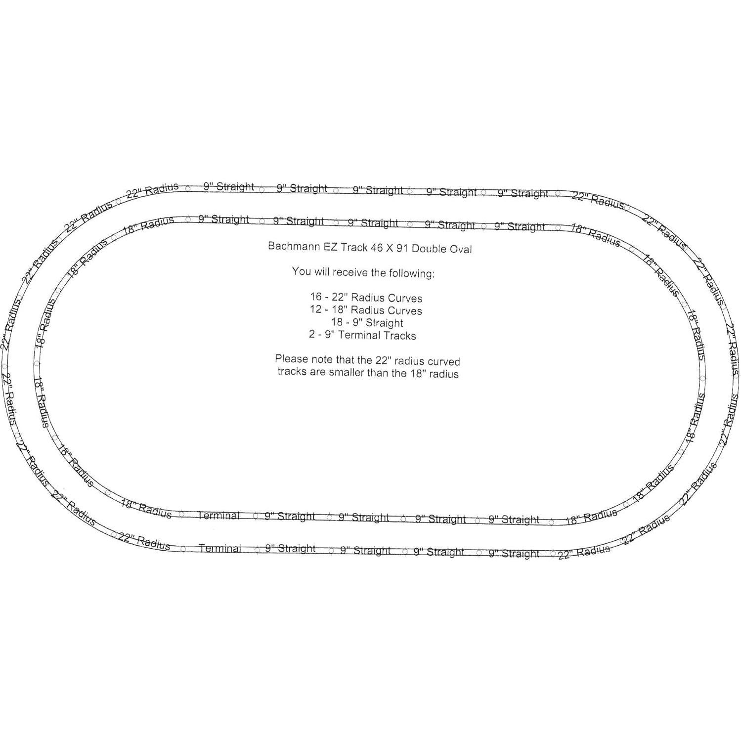 Pista EZ Doble Óvalo Plata Niquelada HO Bachmann 231x119 cm