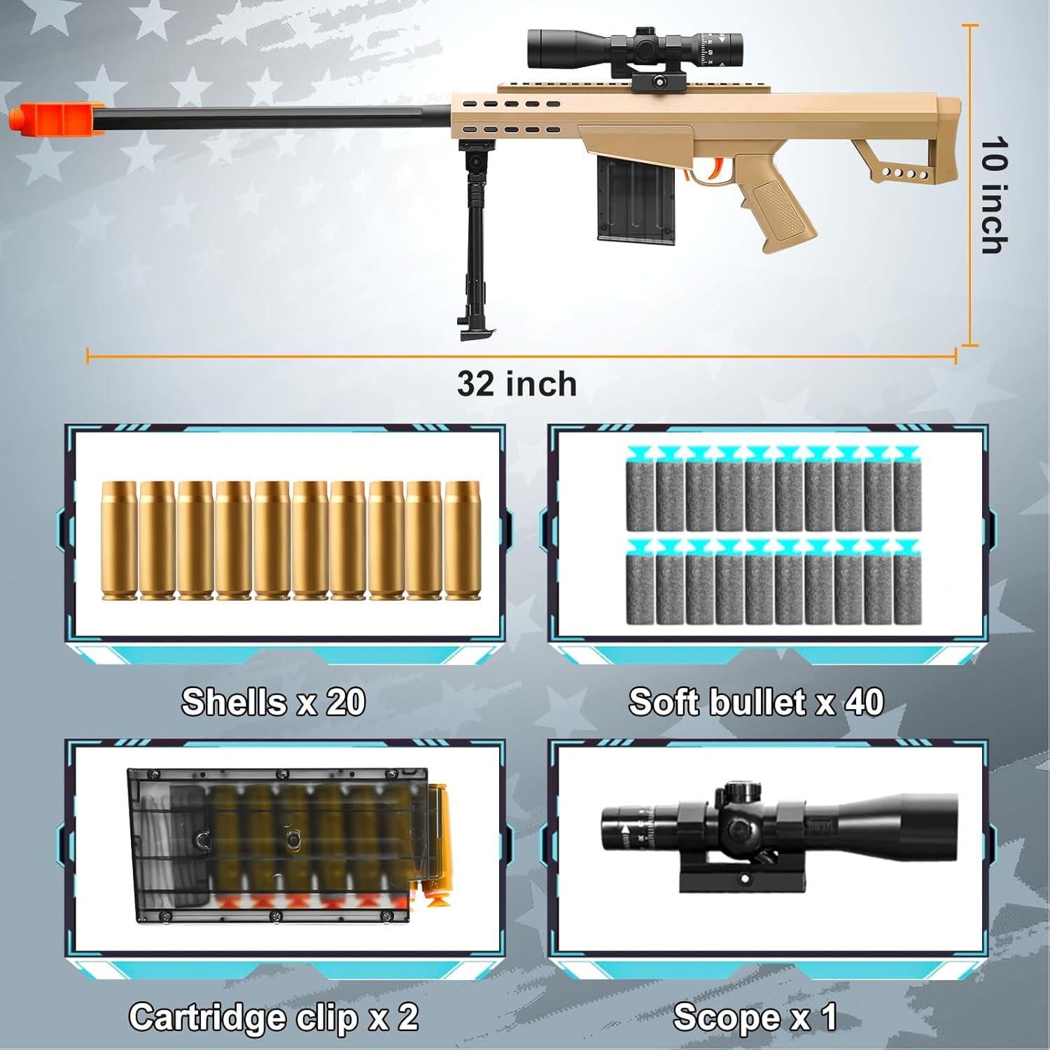 Rifle de francotirador de juguete GMNIDO 94 cm con mira
