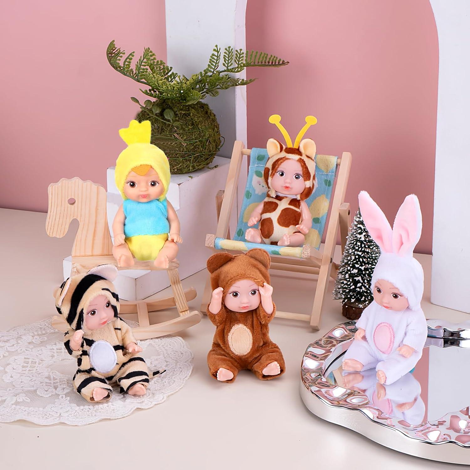 10 Mini Muñecas Bebé 10 cm con Ropa de Animales MXSYSHYJ