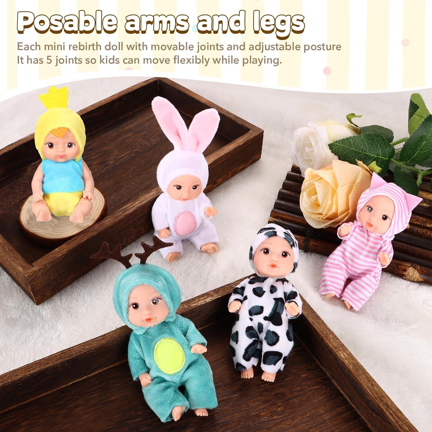 10 Mini Muñecas Bebé 10 cm con Ropa de Animales MXSYSHYJ
