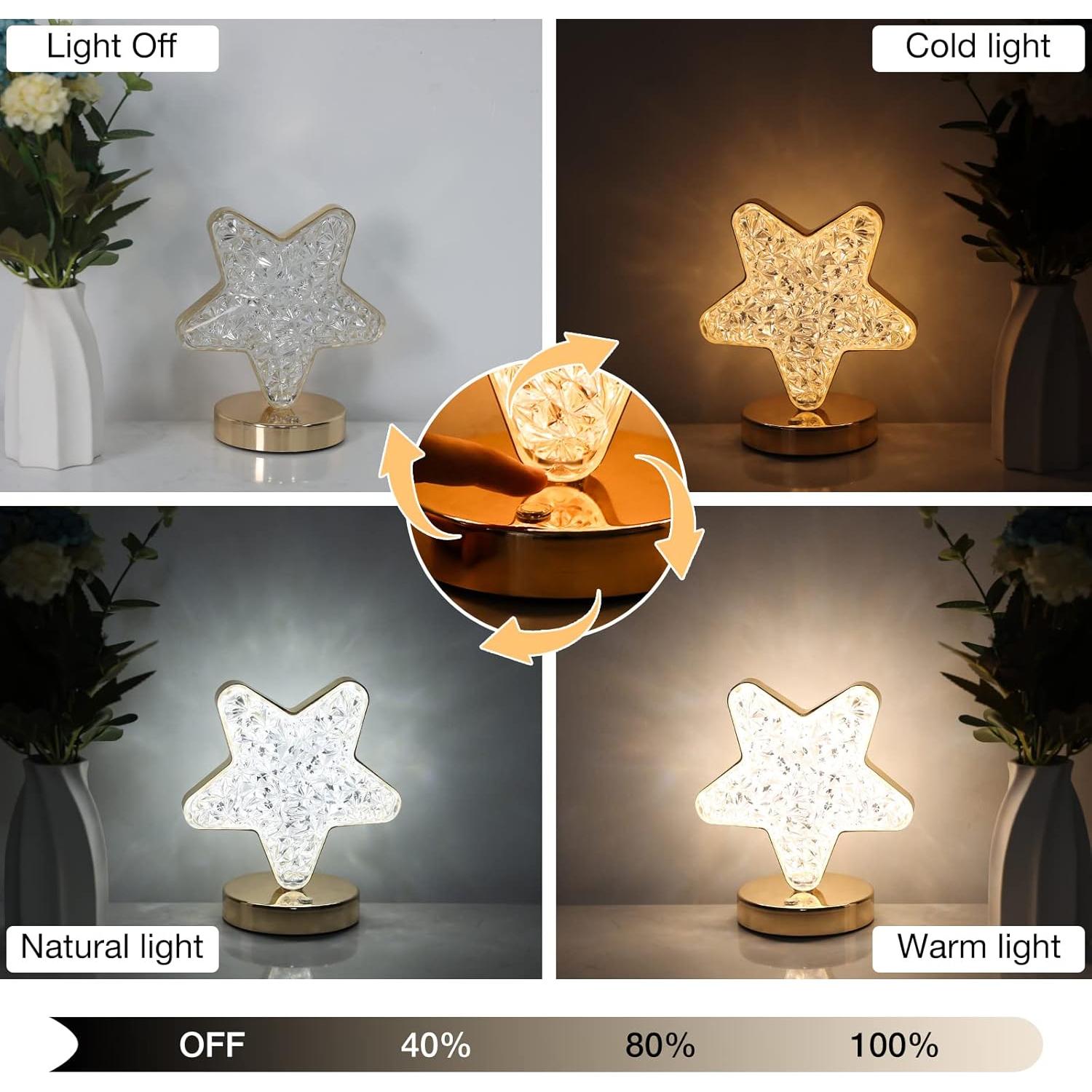 Lámpara Estrella Táctil Recargable JINGWEN 15.5x17cm