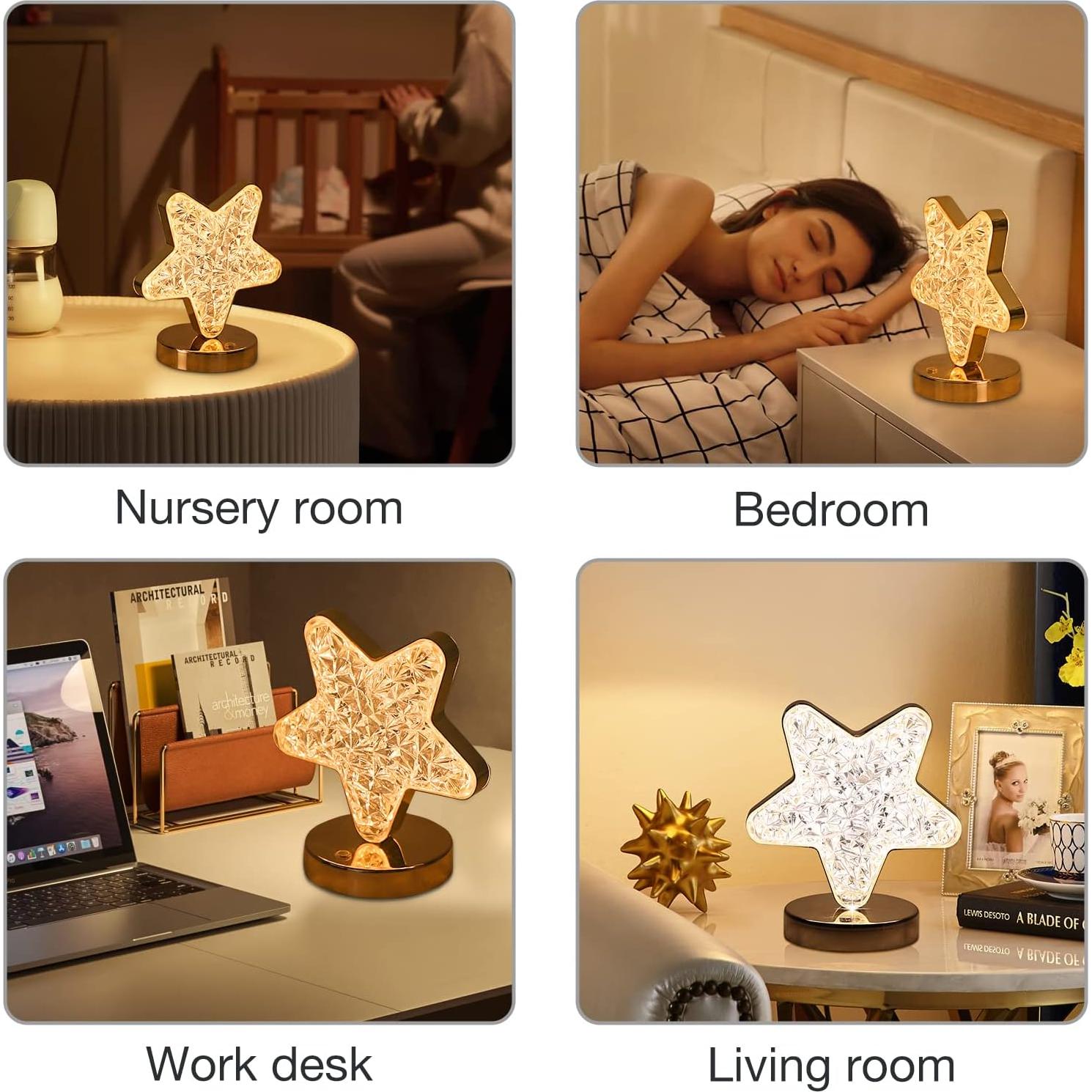 Lámpara Estrella Táctil Recargable JINGWEN 15.5x17cm