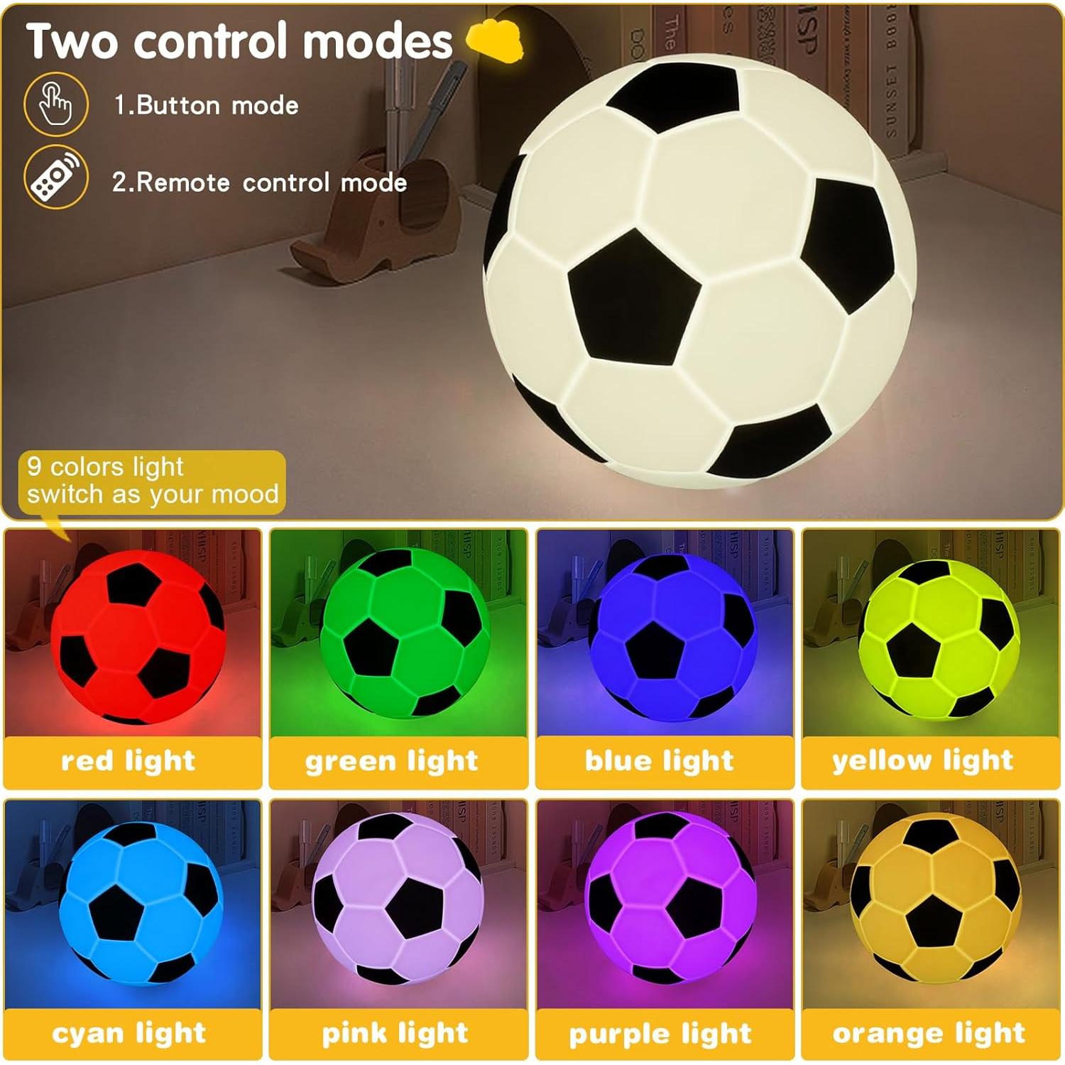 Luz Nocturna de Silicona Fútbol CY-25-02 13 cm Recargable