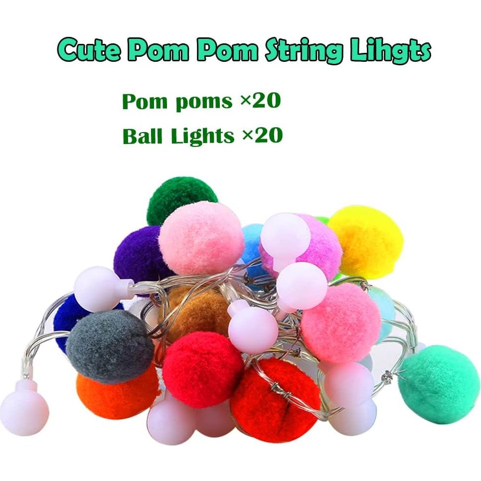 Luces de Hadas con Pom Poms ChiRee - 2 Metros, 20 LED