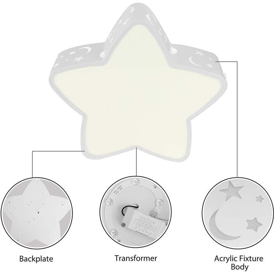Luz de Techo LED LAKIQ Estrella 40 cm Blanca para Niños