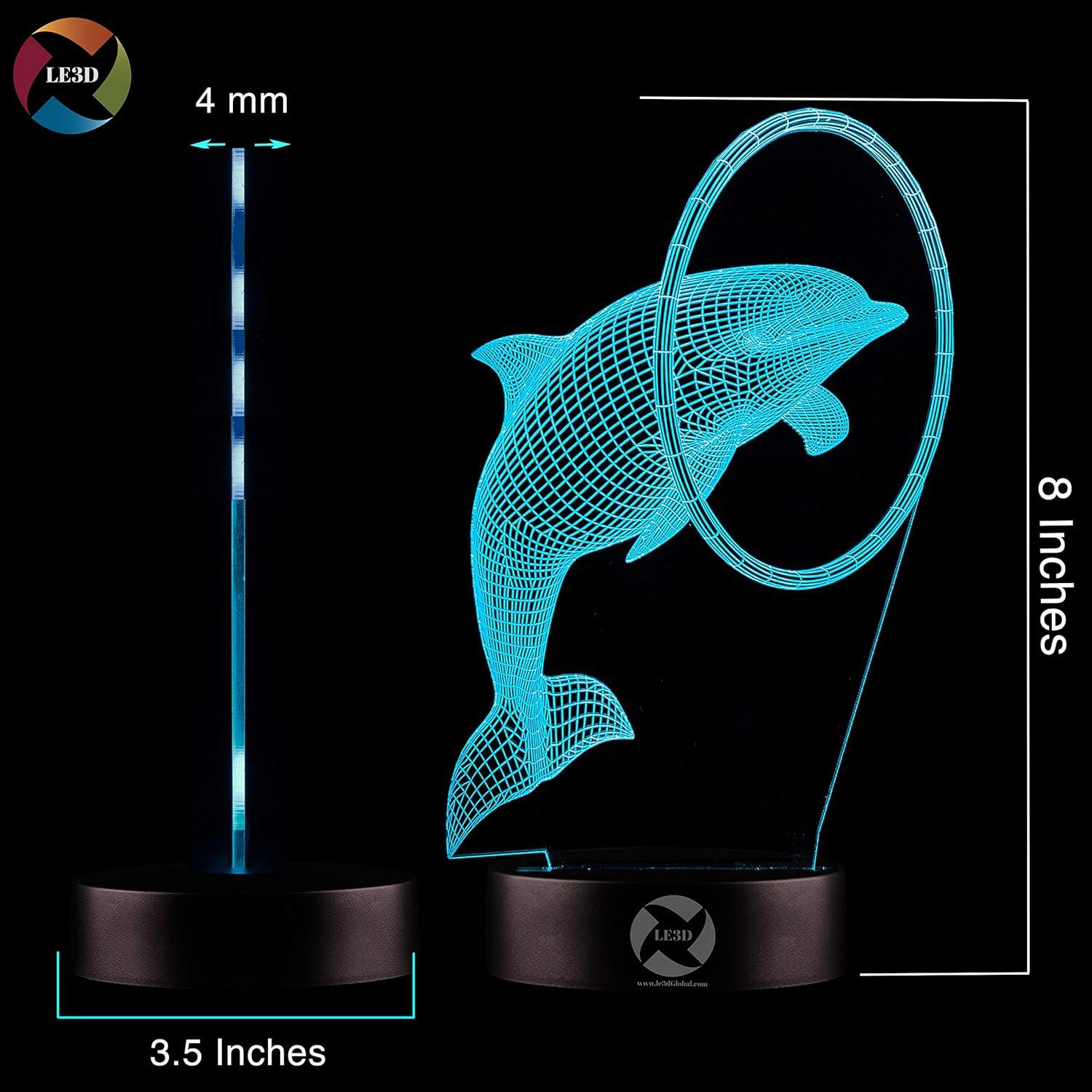 Luz Nocturna LED 3D LE3D Delfín de Circo - 7 Colores