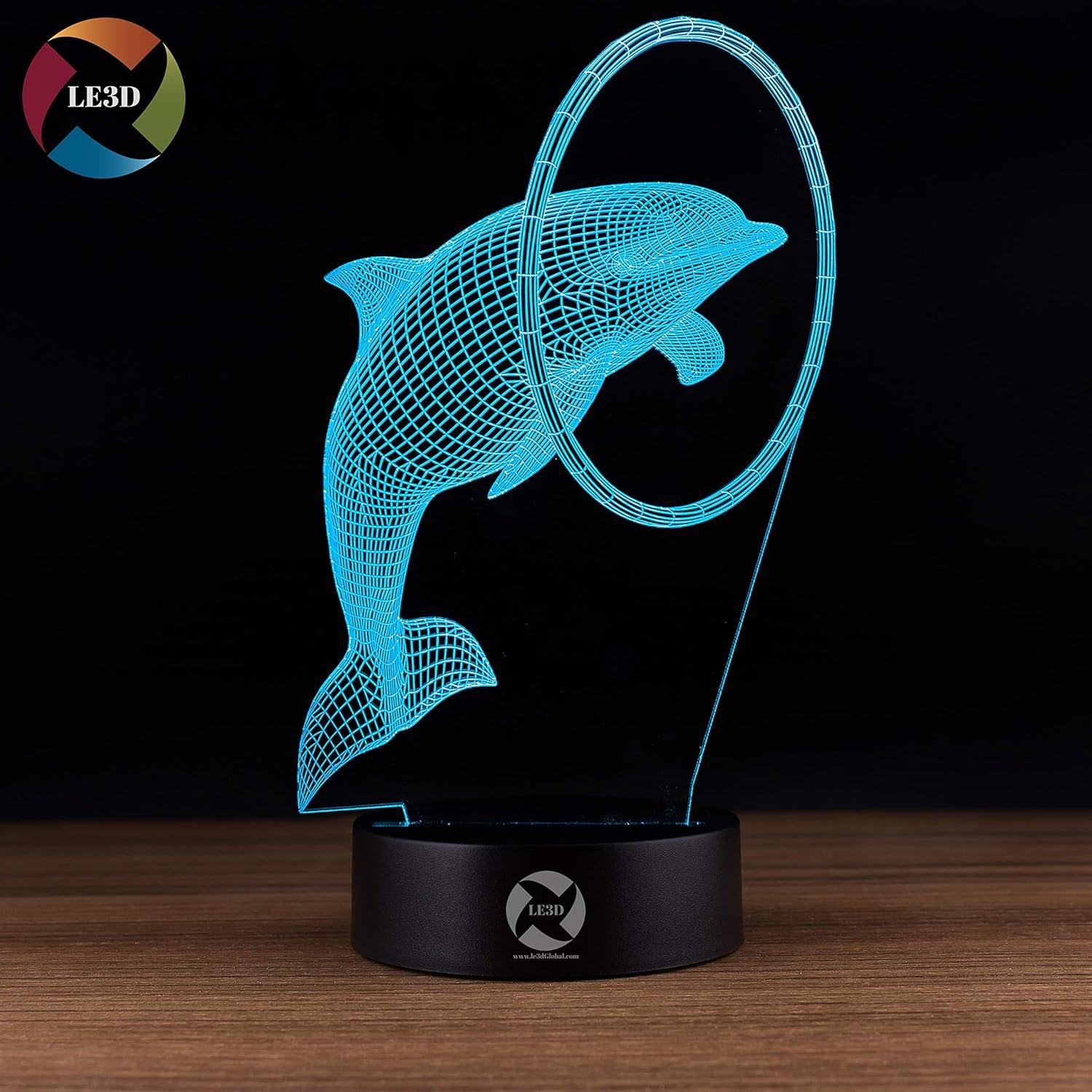 Luz Nocturna LED 3D LE3D Delfín de Circo - 7 Colores