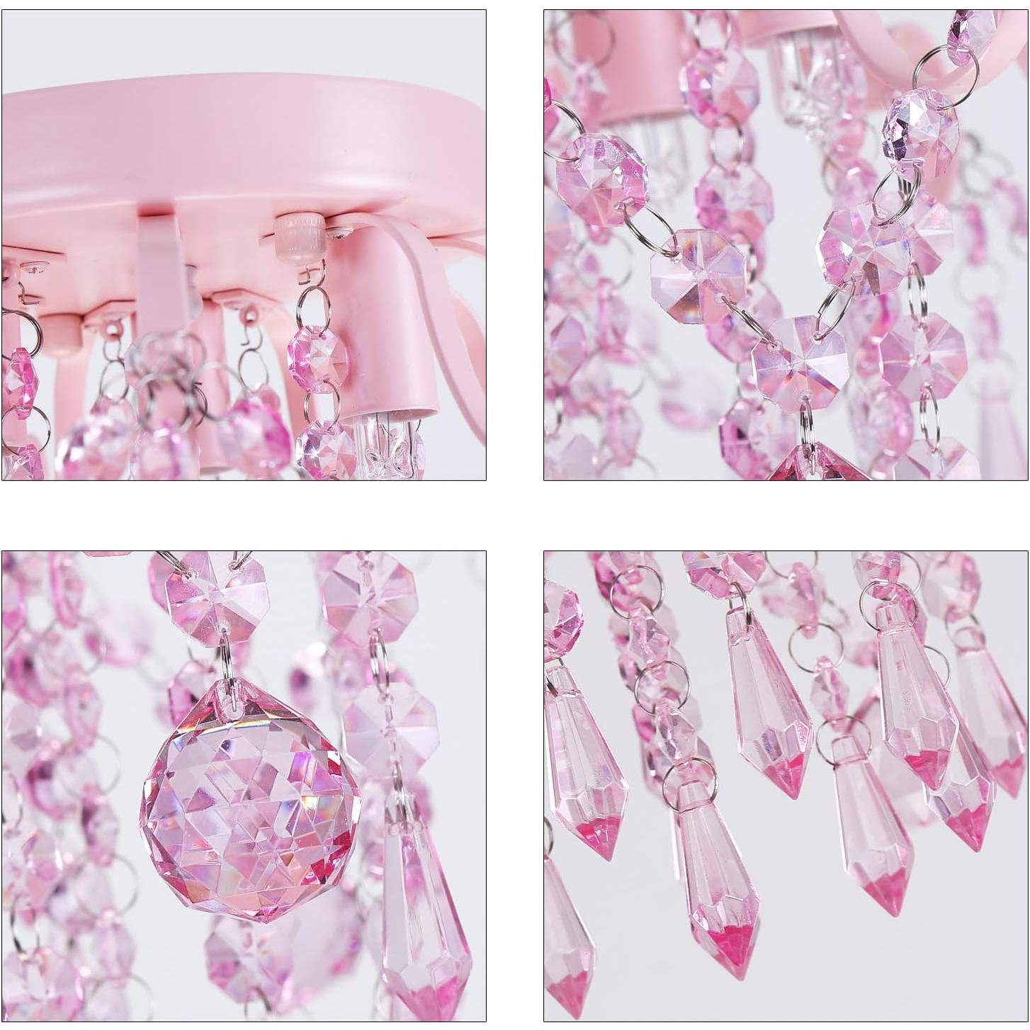 Candelabro de Cristal Rosa Q&S 3 Luces 30x30 cm