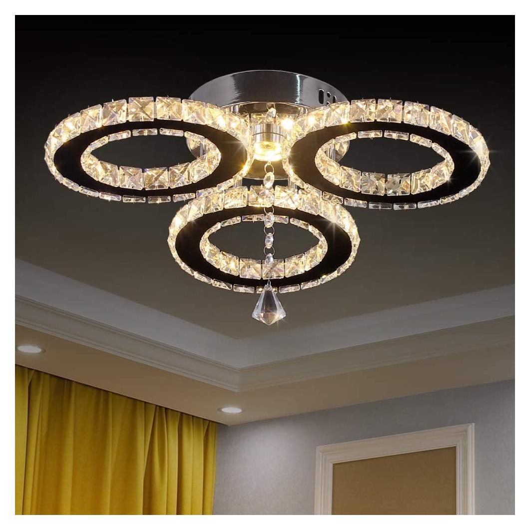 Luz de Techo LED Araña de Cristal BESTDIXUN 33x8.9cm Blanco Cálido