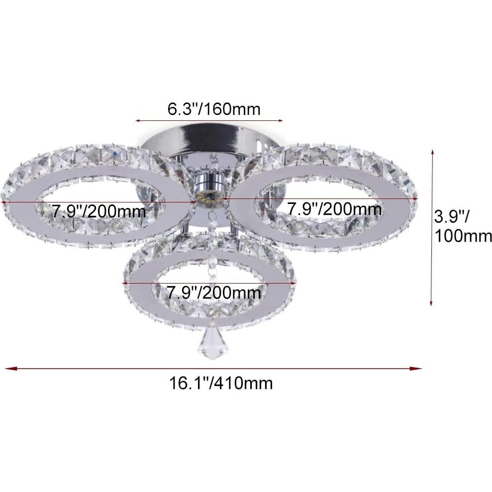 Luz de Techo LED Araña de Cristal BESTDIXUN 33x8.9cm Blanco Cálido