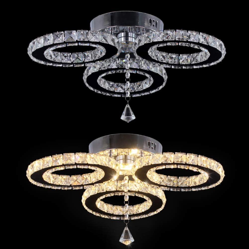 Luz de Techo LED Araña de Cristal BESTDIXUN 33x8.9cm Blanco Cálido