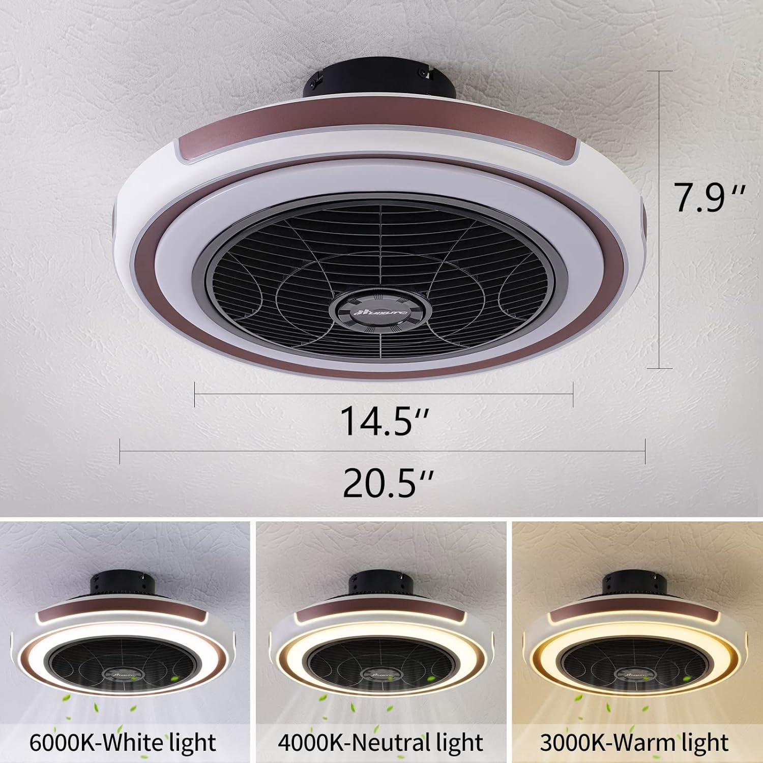 Ventilador de Techo HuixuTe 53 cm con Luz LED y Control Remoto