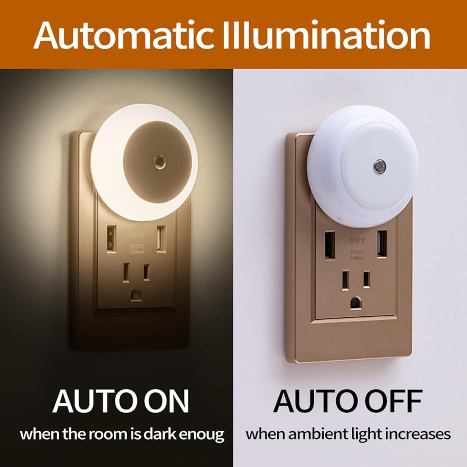 Paquete de 6 luces nocturnas LED MAIDELI con sensor de luz