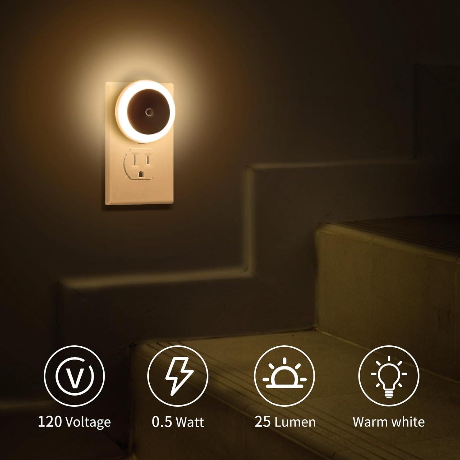 Paquete de 6 luces nocturnas LED MAIDELI con sensor de luz