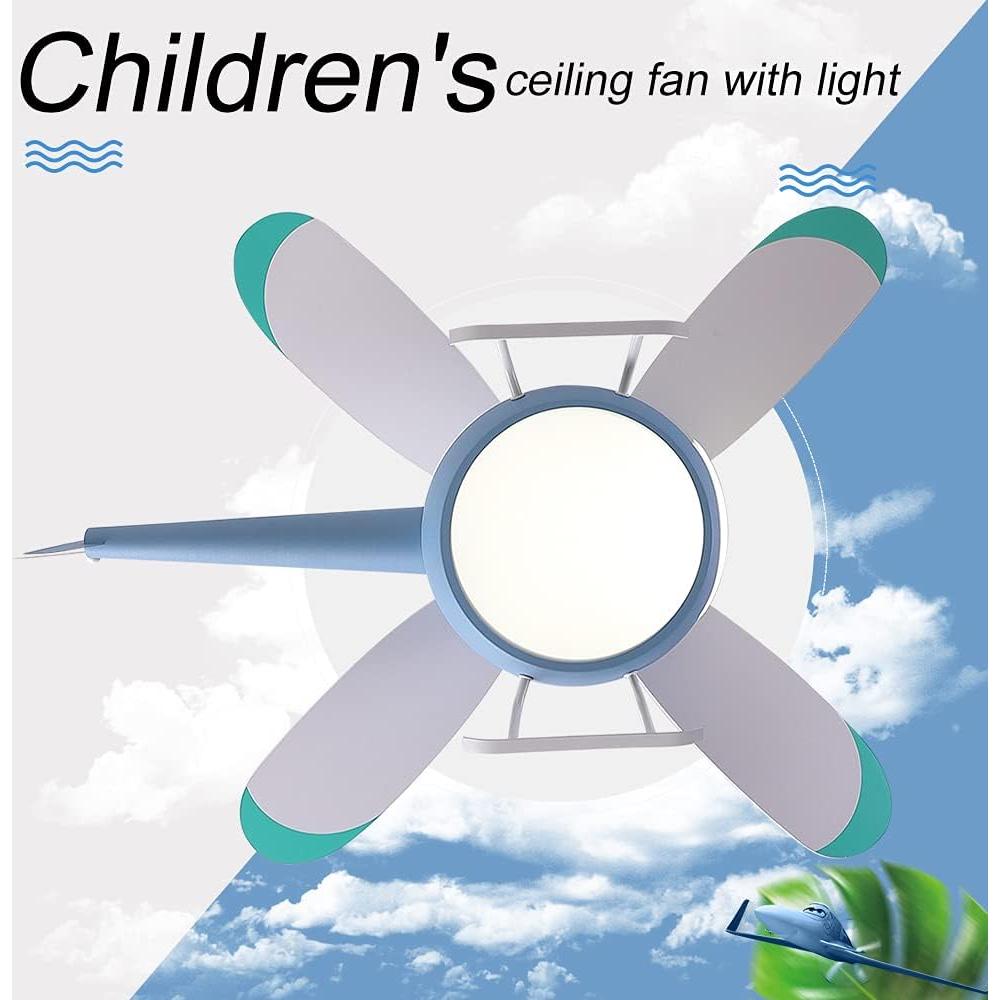 Ventilador de Techo Infantil OUSAITE Helicóptero 106.68 cm Azul