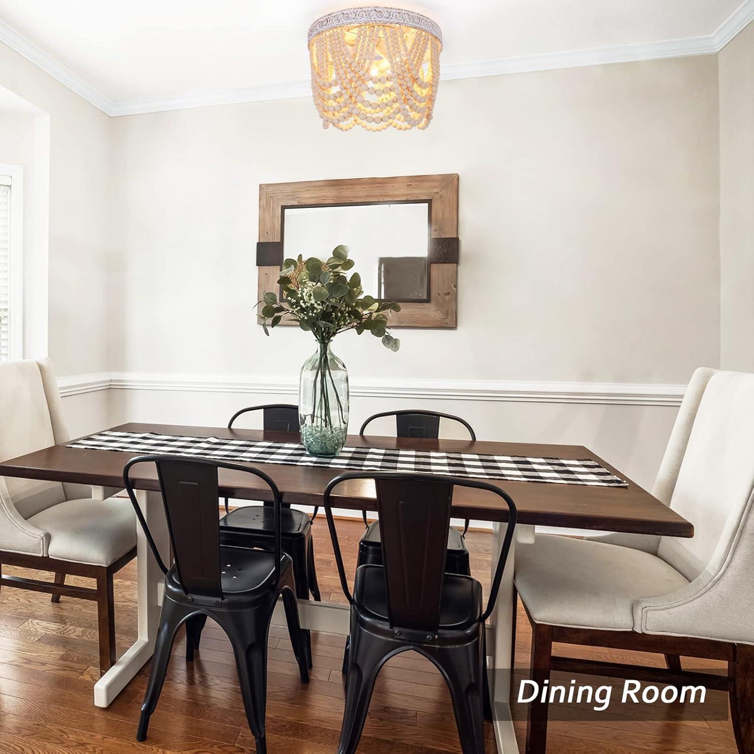 Luz de Techo Capslpad de Perlas de Madera 3 Luces 32.5 cm