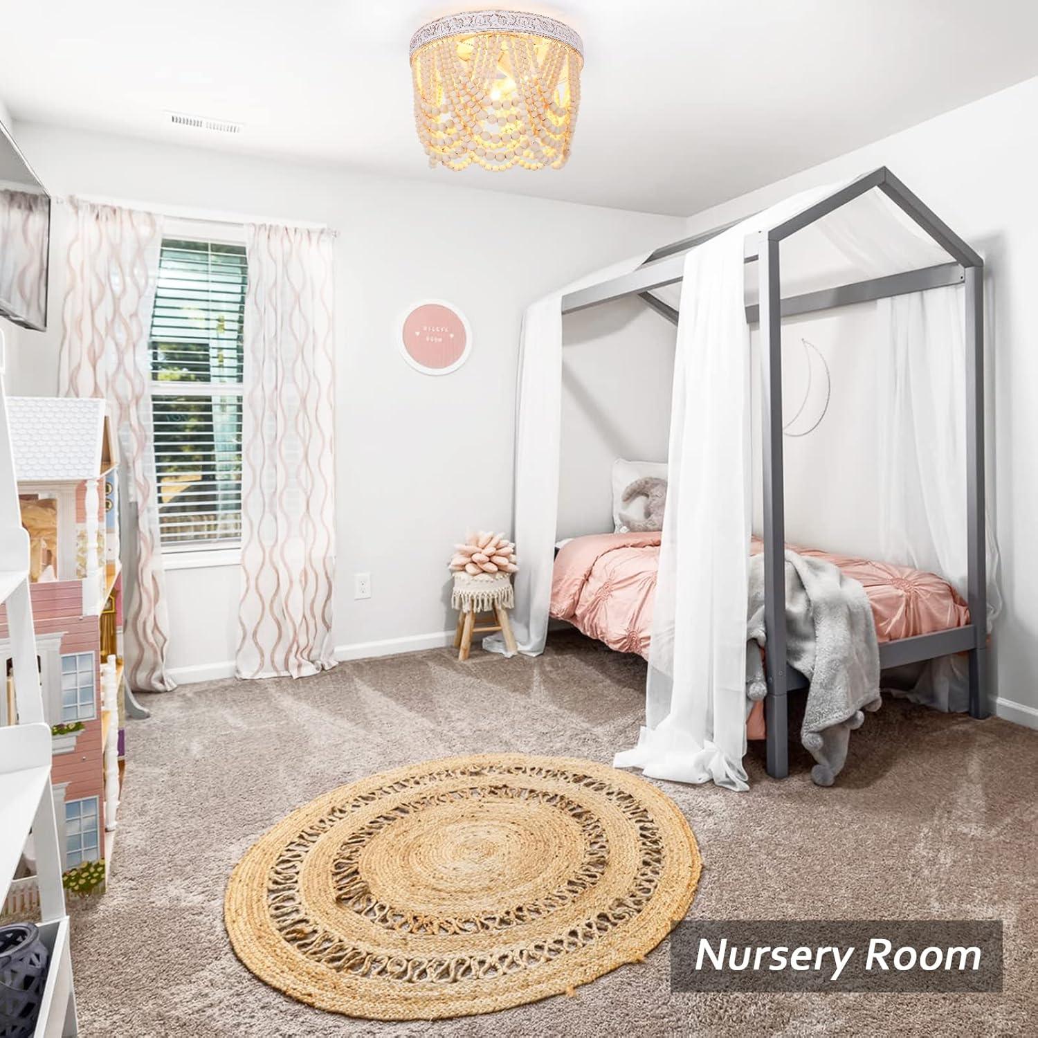 Luz de Techo Capslpad de Perlas de Madera 3 Luces 32.5 cm