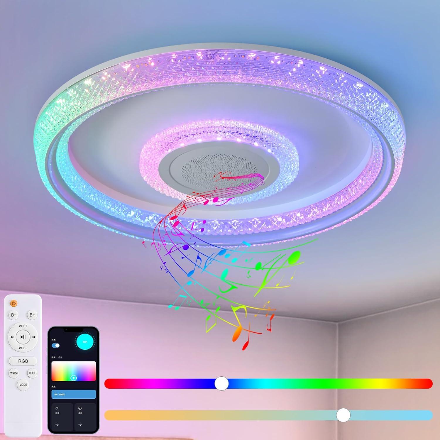 Luz de Techo Inteligente HENTAG 45.72cm RGB con Altavoz Bluetooth