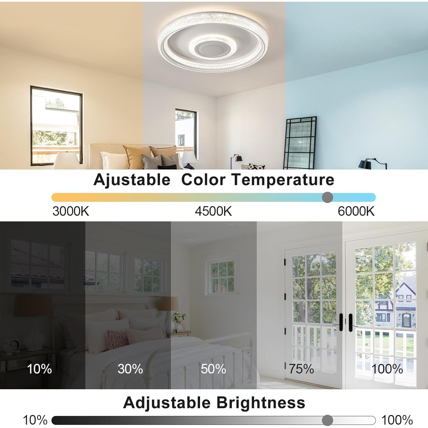 Luz de Techo Inteligente HENTAG 45.72cm RGB con Altavoz Bluetooth