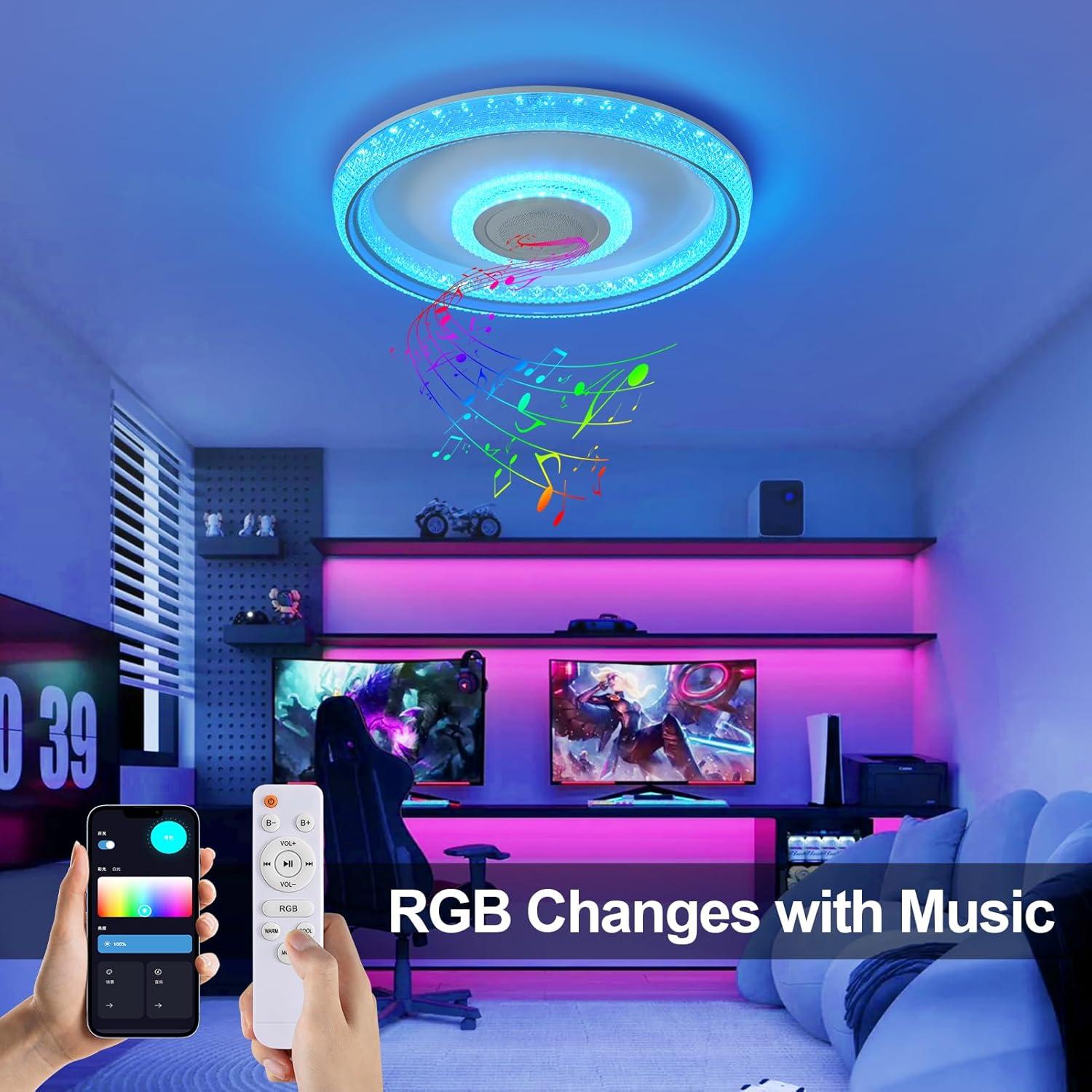 Luz de Techo Inteligente HENTAG 45.72cm RGB con Altavoz Bluetooth
