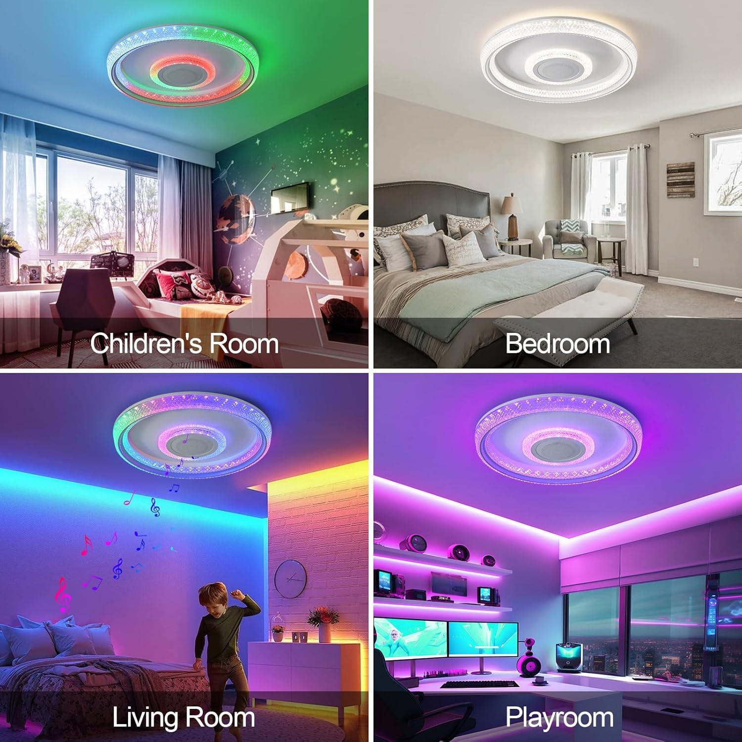 Luz de Techo Inteligente HENTAG 45.72cm RGB con Altavoz Bluetooth