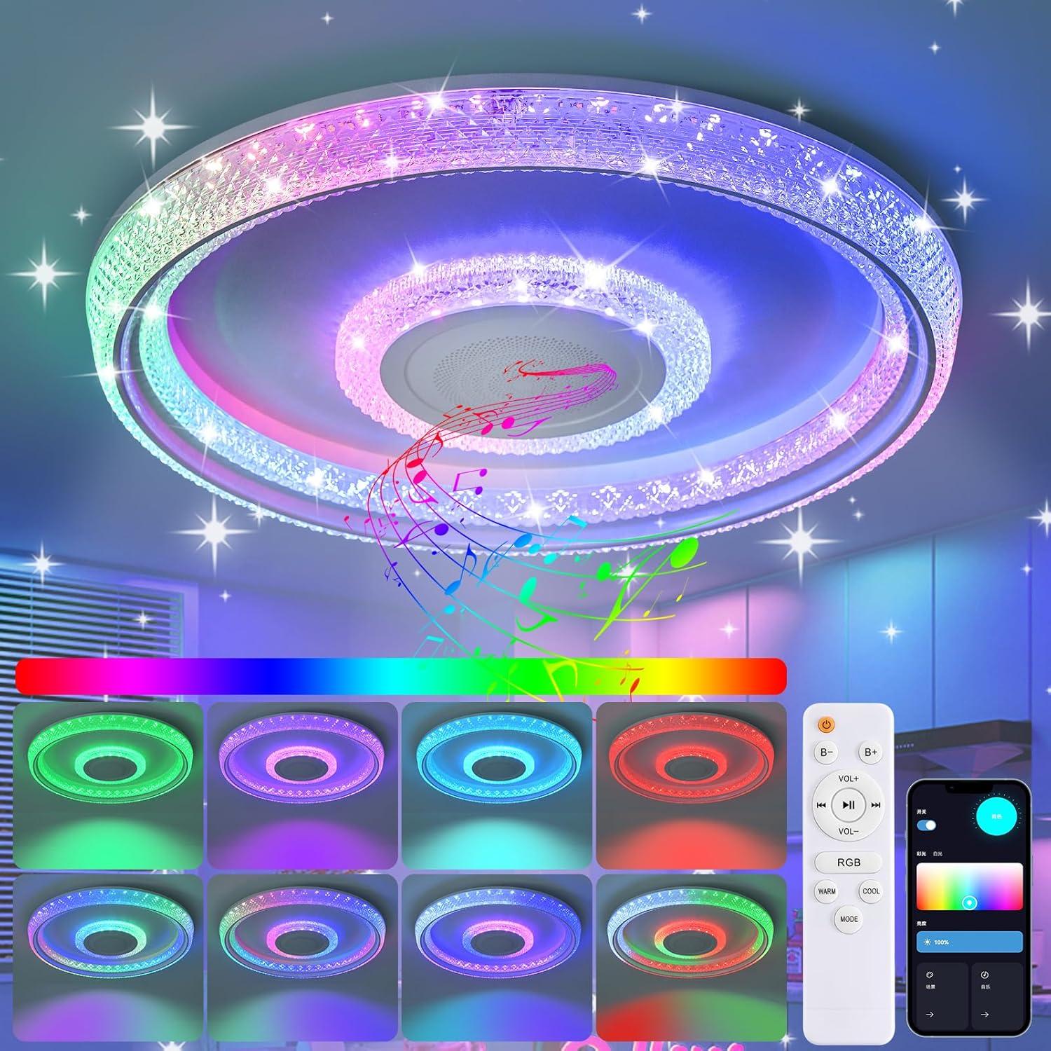 Luz de Techo Inteligente HENTAG 45.72cm RGB con Altavoz Bluetooth
