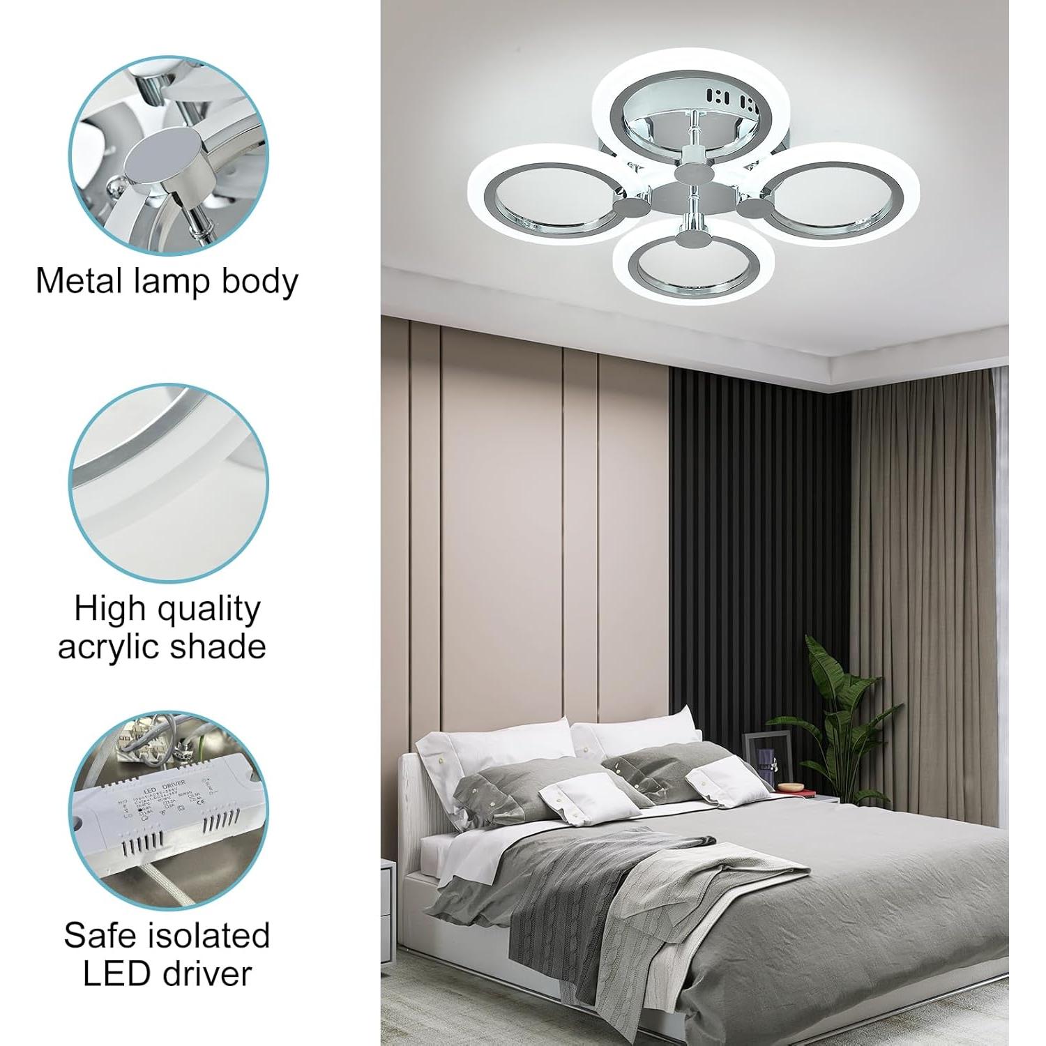 Luz de Techo LED Moderna Higufyier Cromo 32W 6000K 46cm