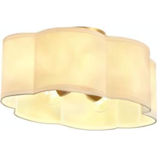 Luz de Techo Semi Flush OFLNLL 6 Luces Oro Tela Blanca