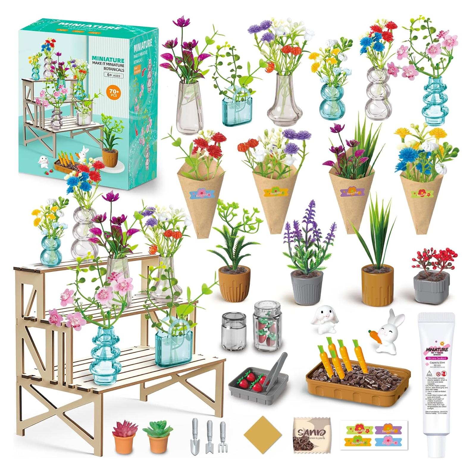 Set de Miniaturas Botánicas WishaLife - 70 Piezas DIY Jardín