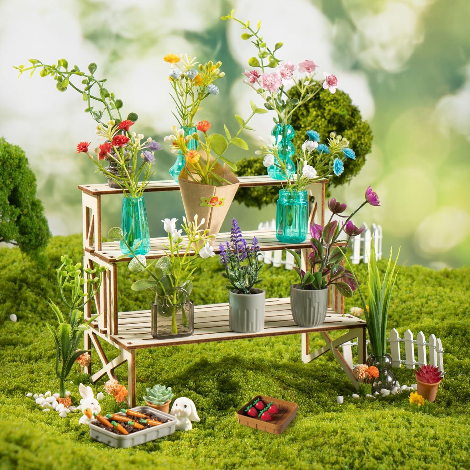 Set de Miniaturas Botánicas WishaLife - 70 Piezas DIY Jardín