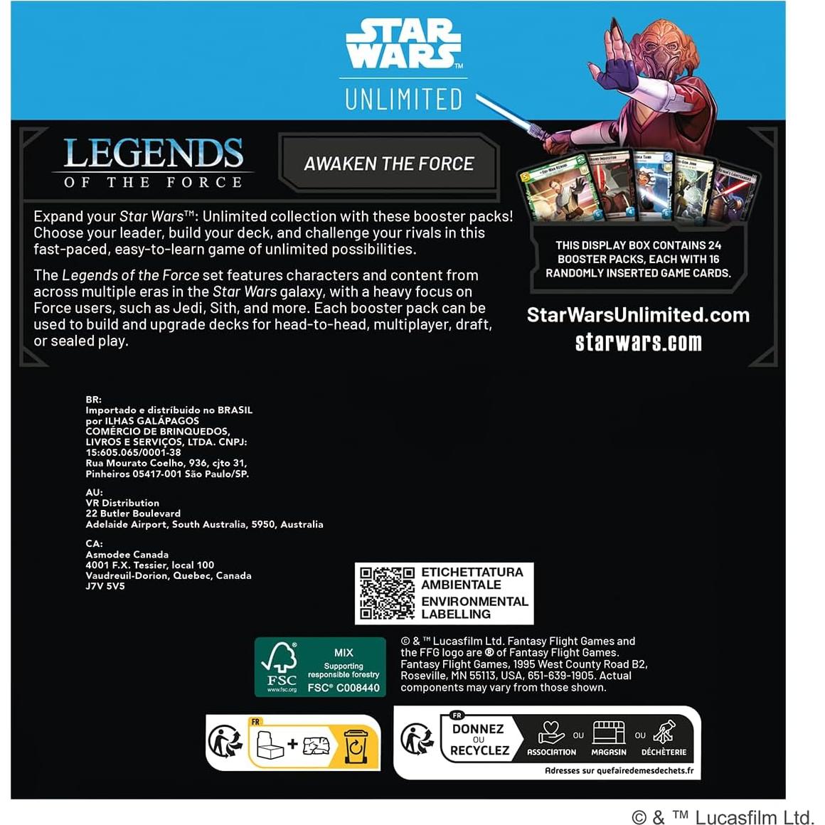 Asmodee Star Wars: Unlimited TCG Leyendas de La Fuerza - 24 Boosters