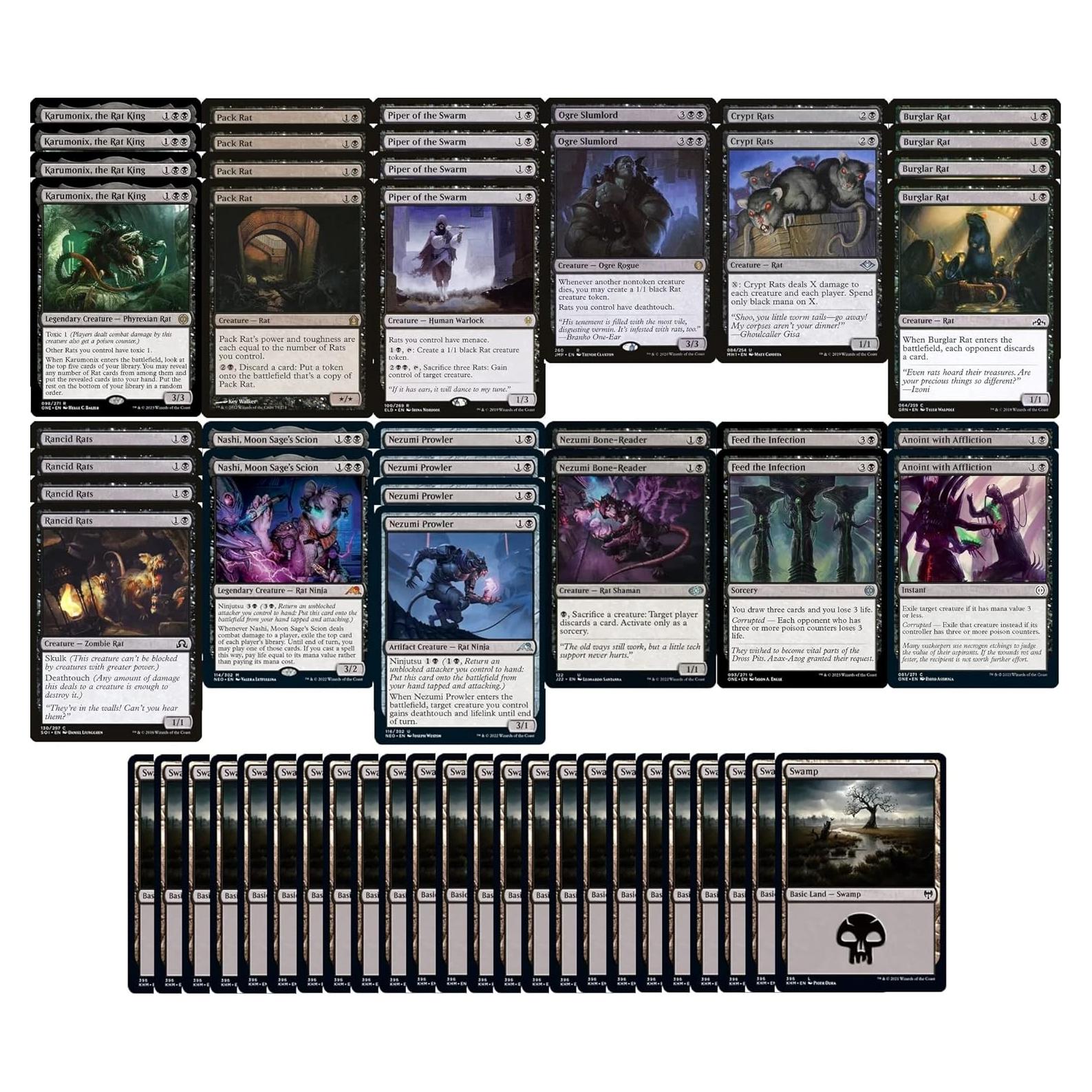 Deck de Ratas Mono Negro MTG - 60 Cartas - Legal Moderno