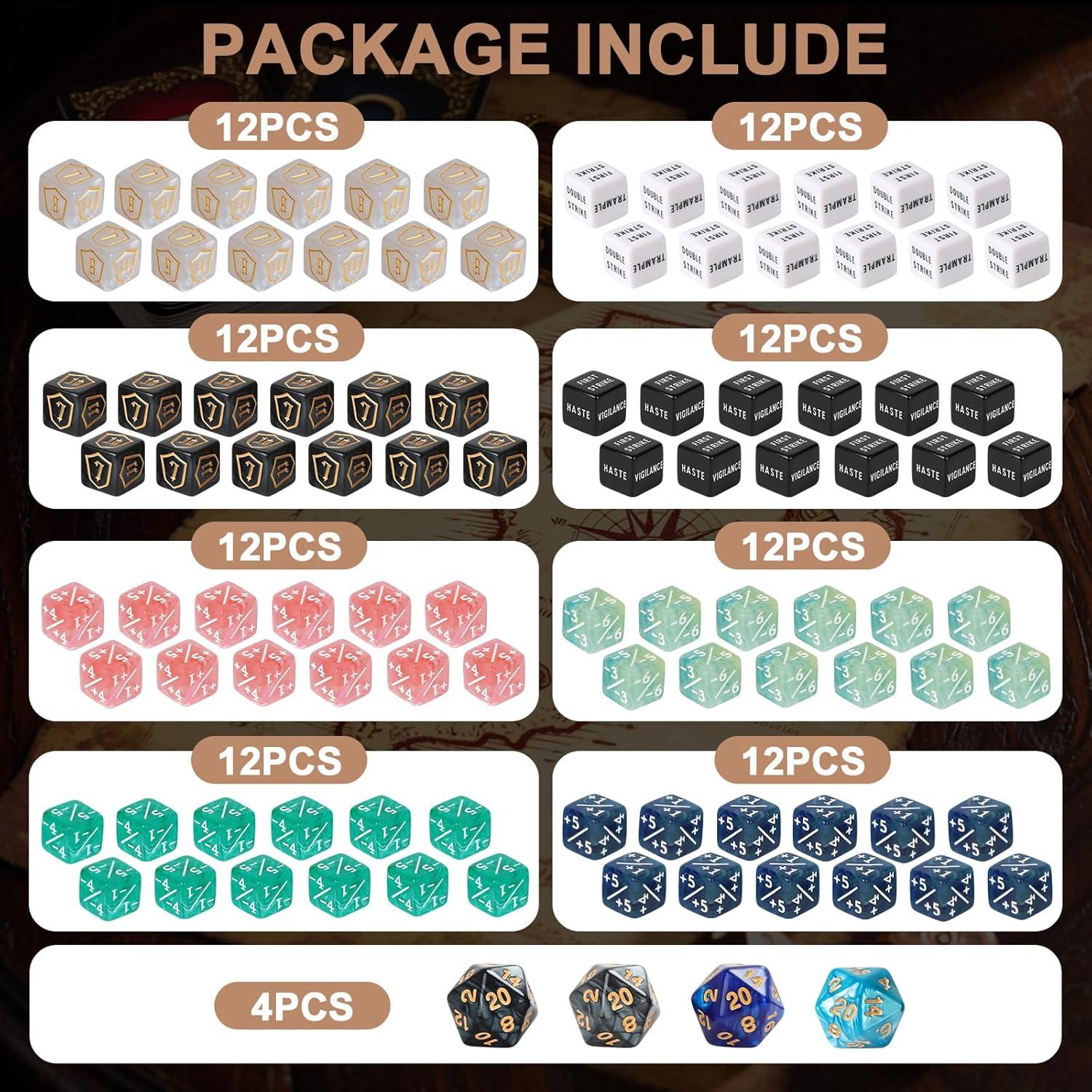 Juego de 100 Dados MTG Contadores de Vida y Palabras Clave