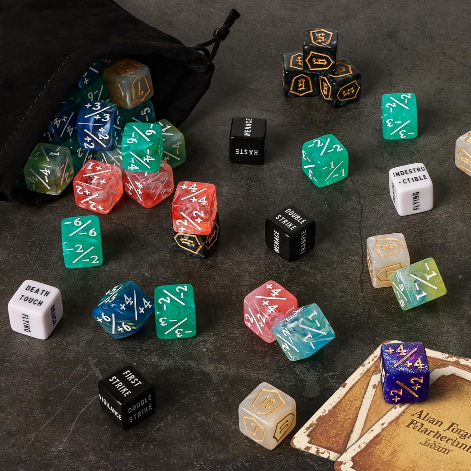 Juego de 100 Dados MTG Contadores de Vida y Palabras Clave