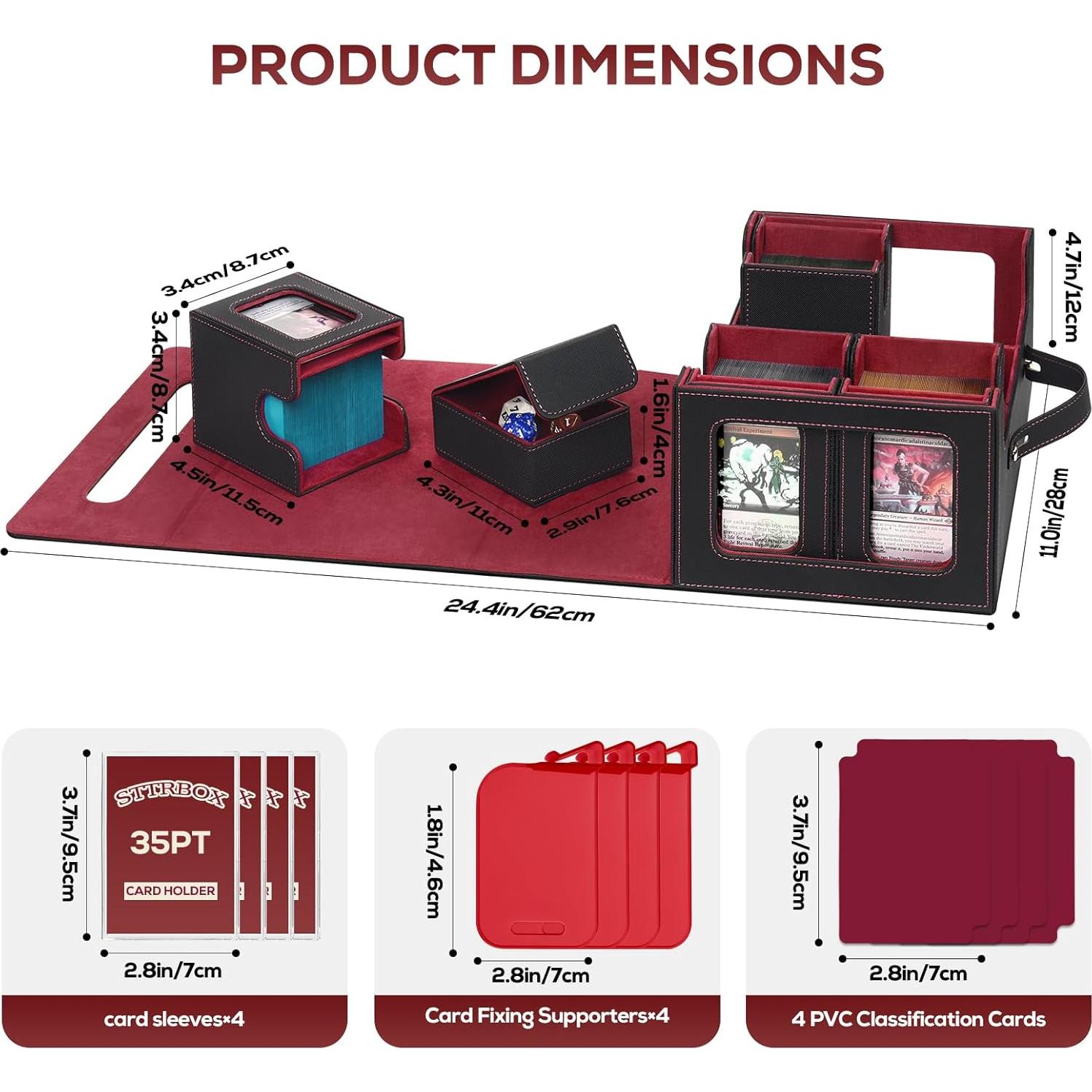 Caja de Almacenamiento de Cartas STTRBOX 600+ Cartas Negro/Rojo