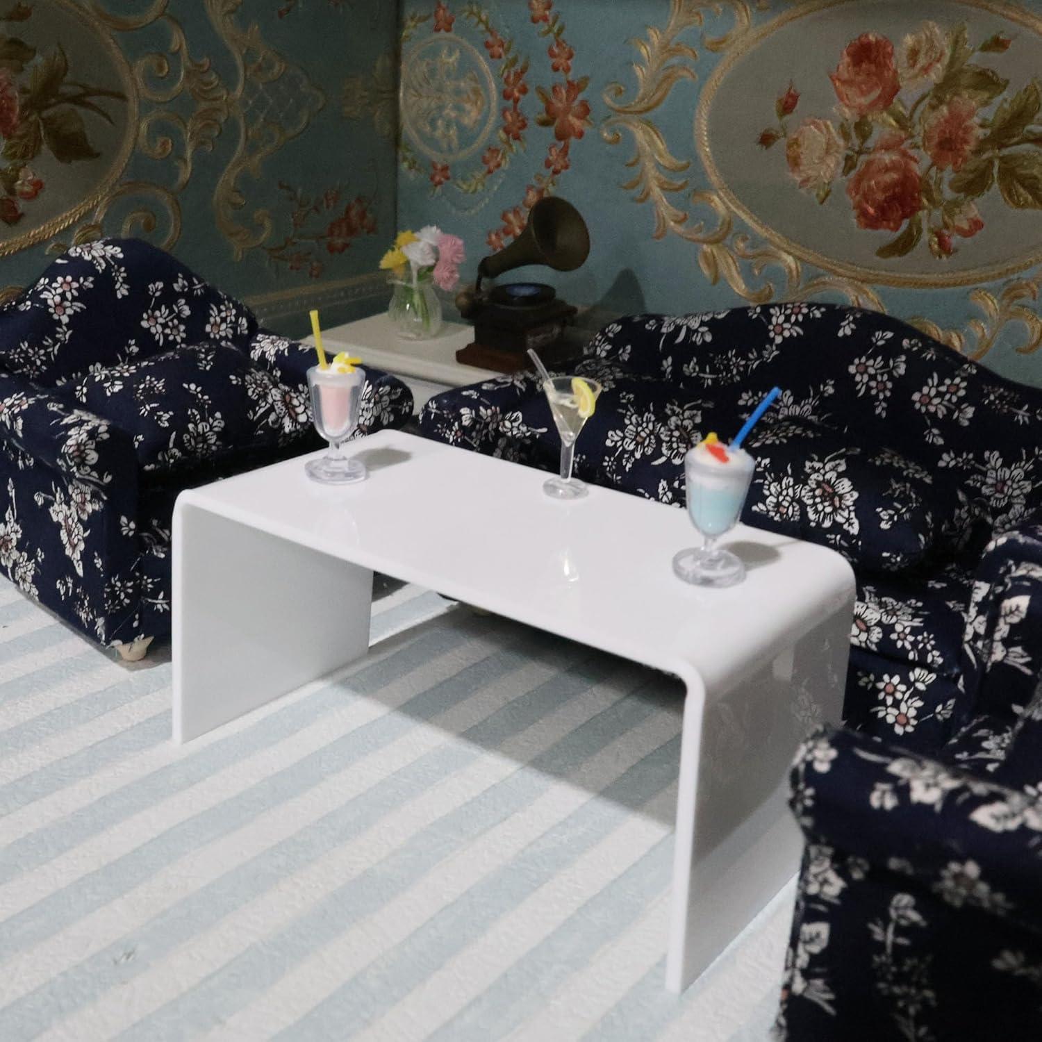 Mesa de Café Miniatura 1:12 Cutemini Blanca Moderna