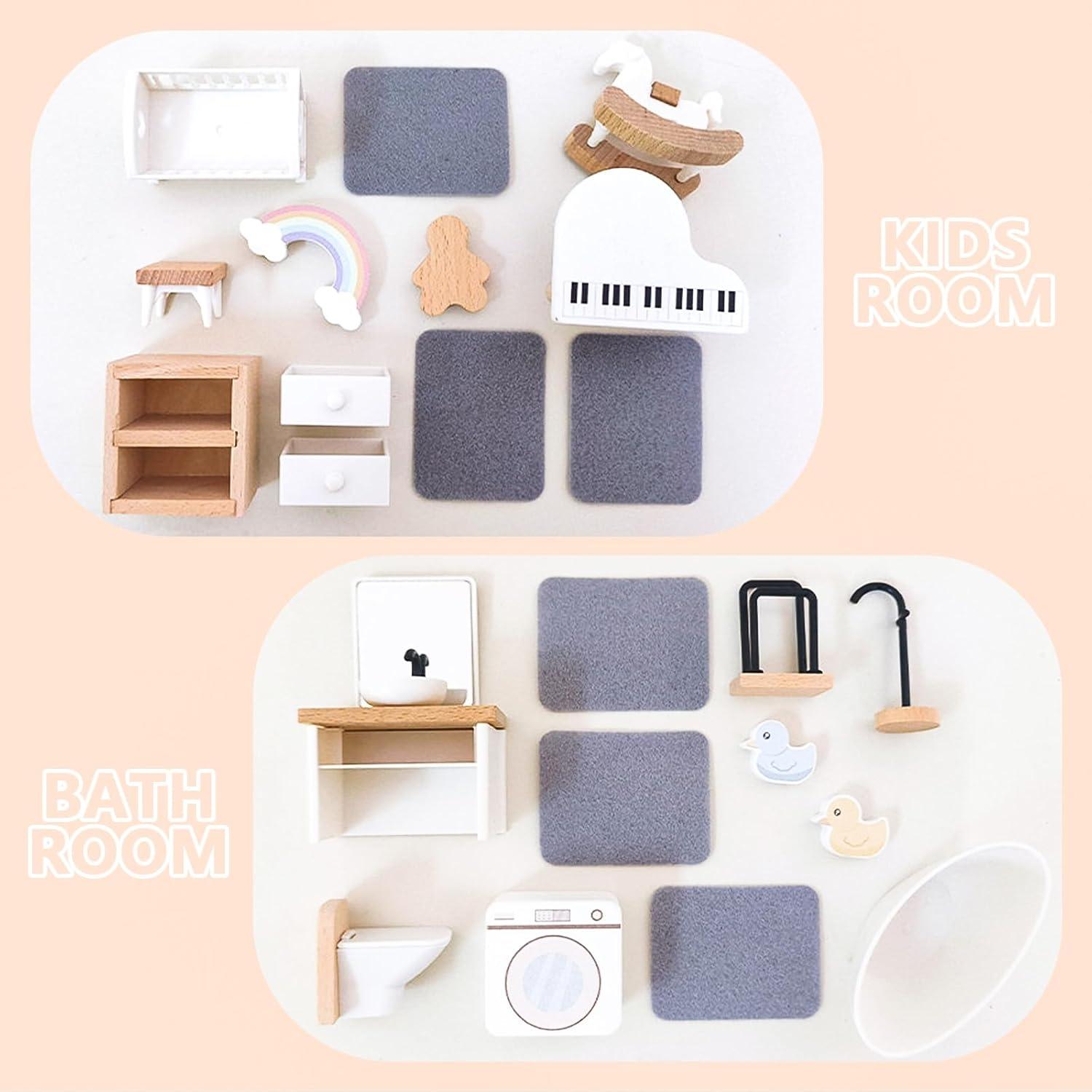 Juego de Muebles de Casa de Muñecas HAPGFS 16 Piezas Madera