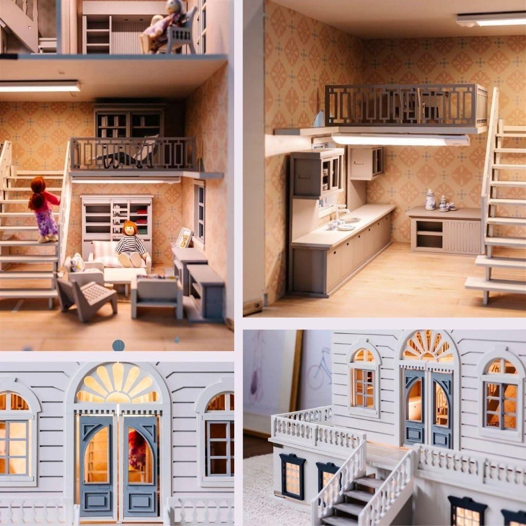 Casa de Muñecas de Madera Little Forest 127 cm 6 Pisos 80+ Piezas